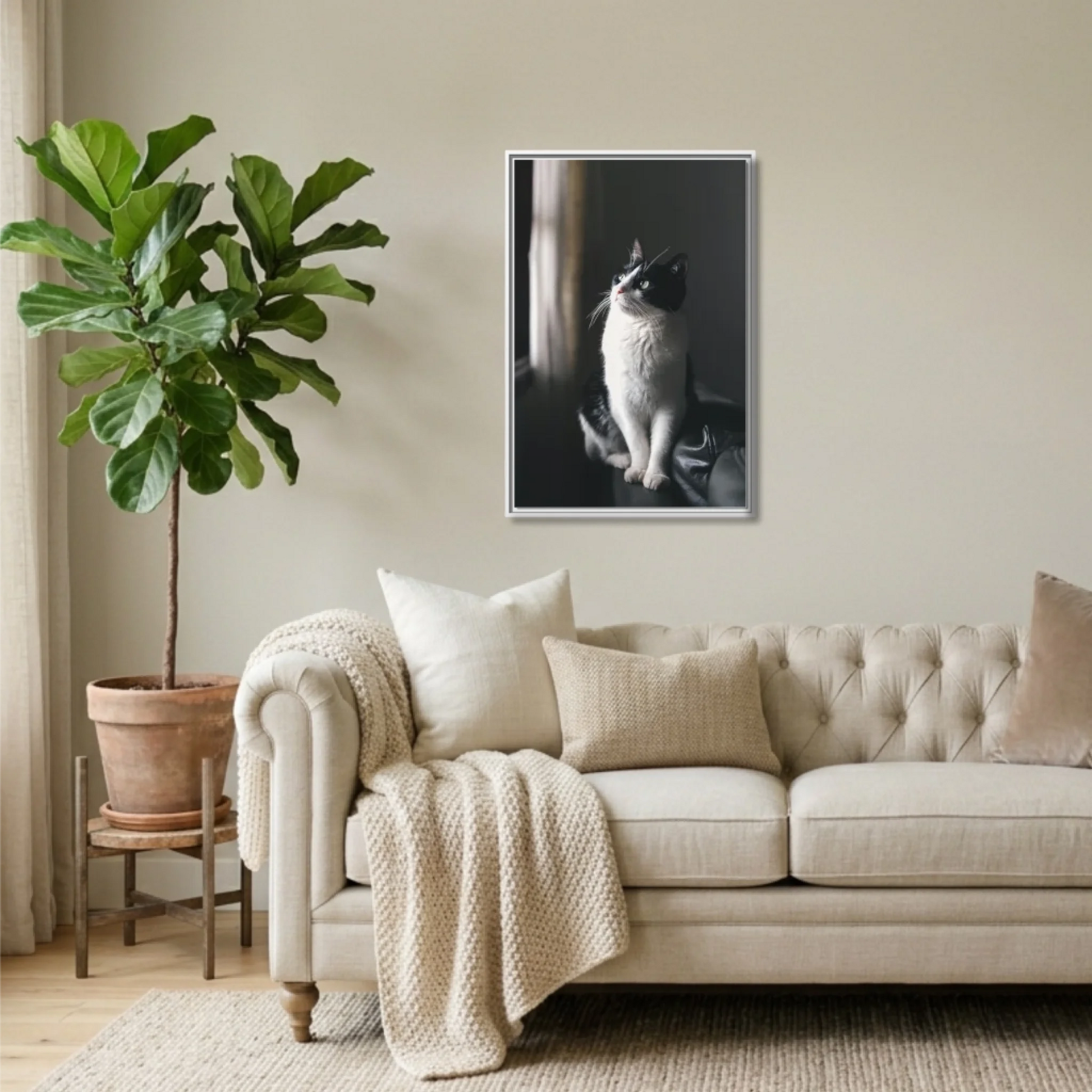 White Framed 24x36 Vertical Canvas (2.3) Mockup For TIB