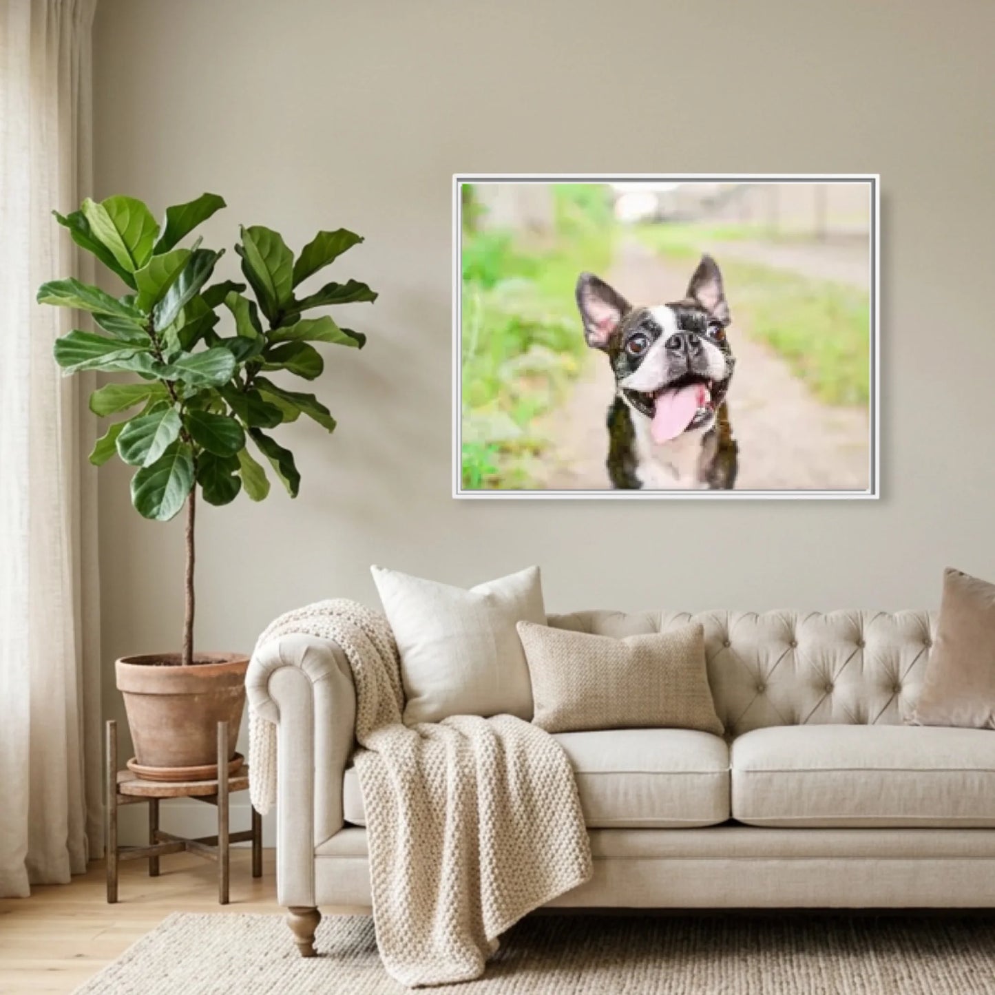 White Framed Horizontal 4.3 Rectangular Canvas Lifestyle Mockup