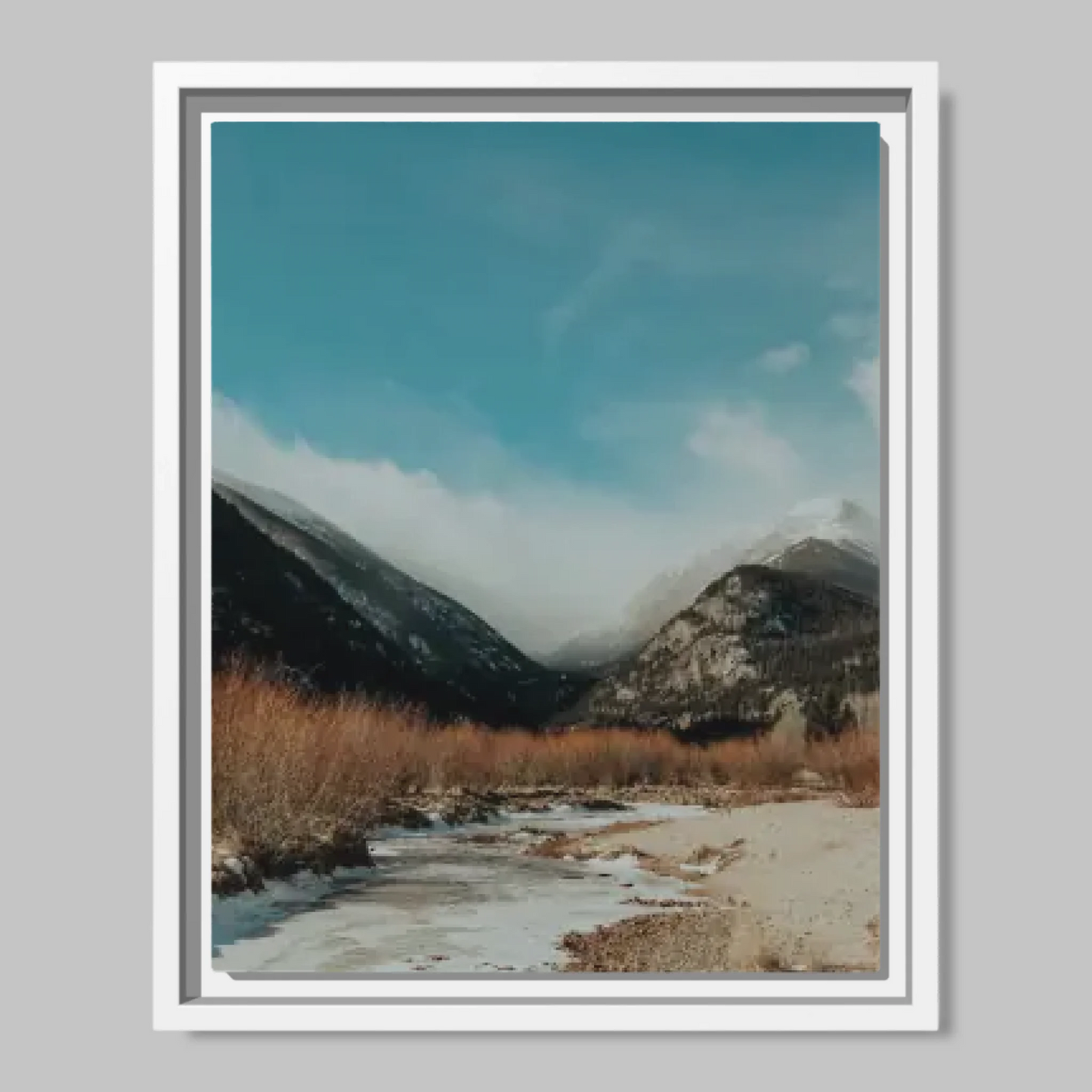 White Framed Closeup 11x14 (11.14) Vertical Canvas Mockup