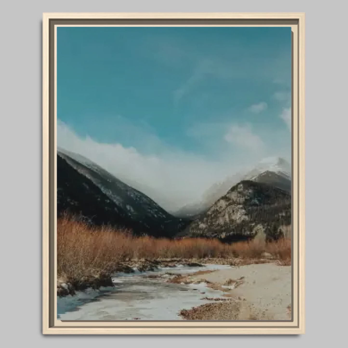 Natural Framed Closeup 16x20 Vertical Canvas (4.5) Mockup For TIB