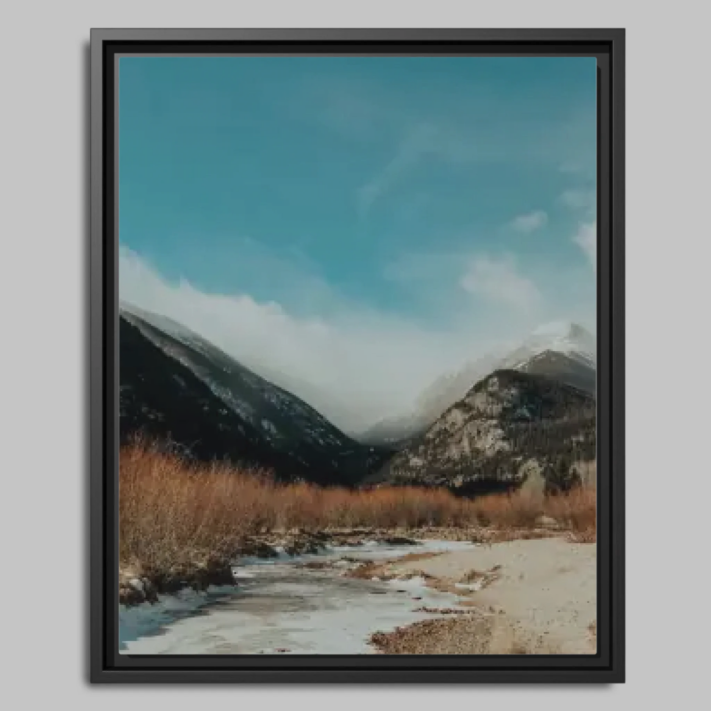 Black Framed Closeup 16x20 Vertical Canvas (4.5) Mockup For TIB
