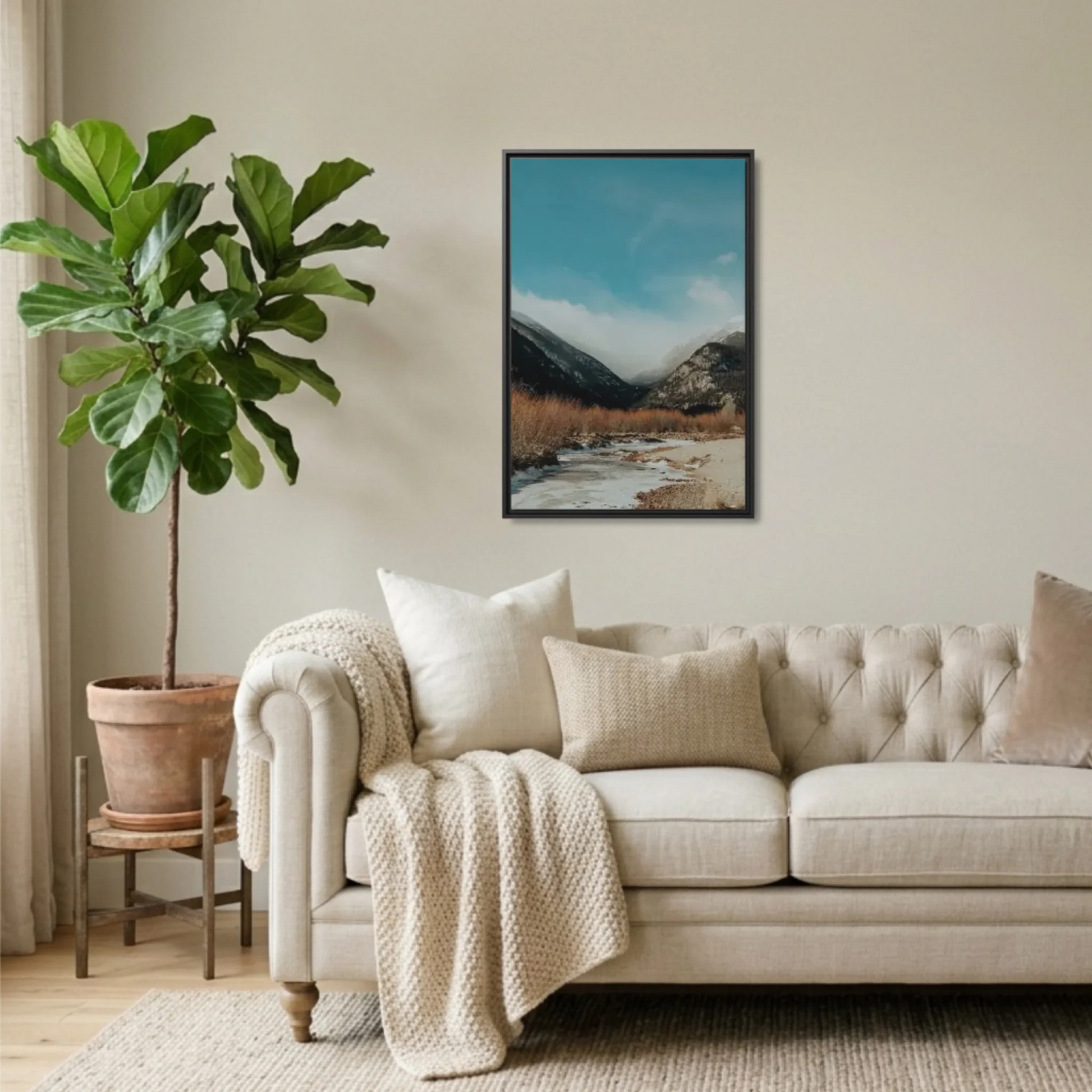Black Framed 24x36 Vertical Canvas (2.3) Mockup For TIB