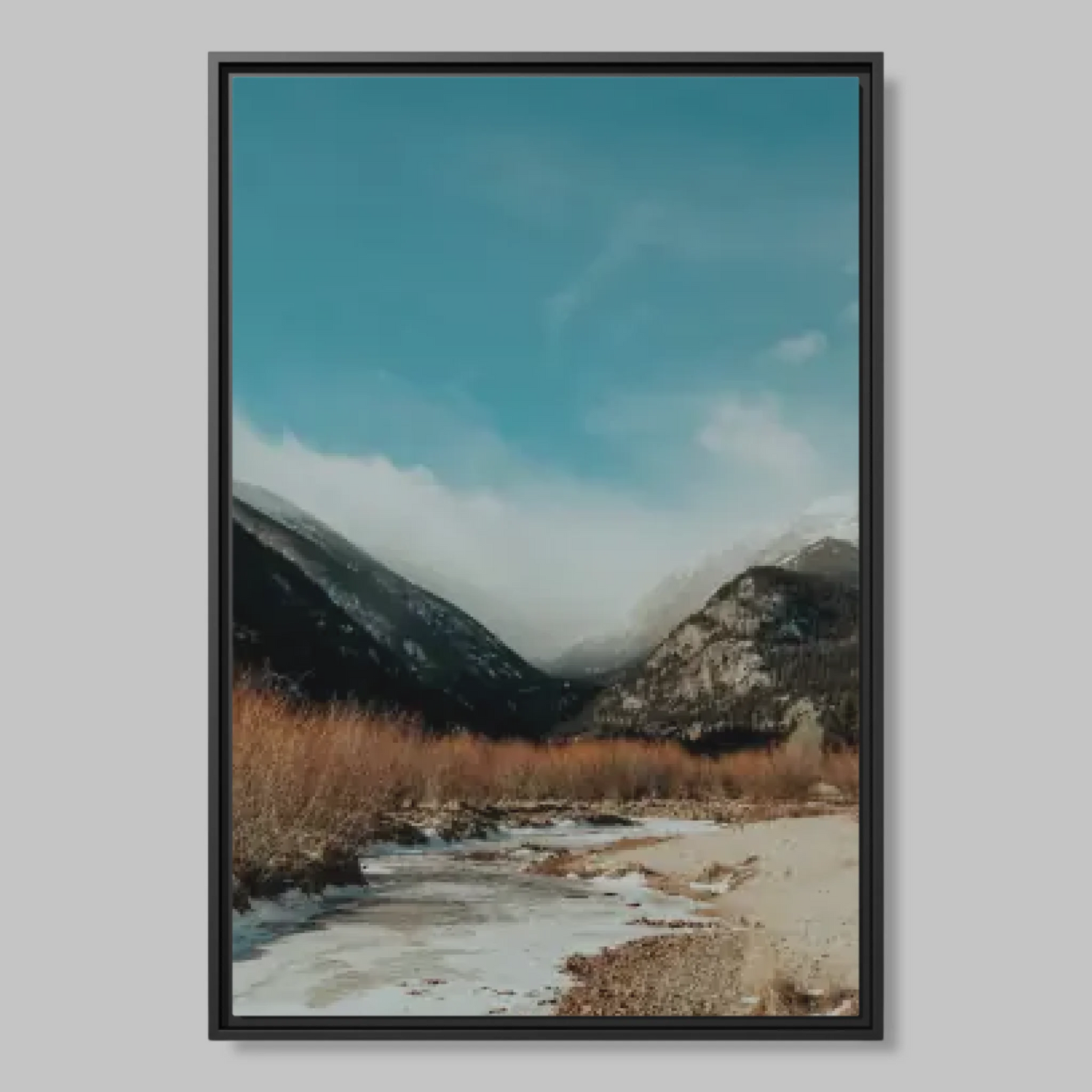 Black Closeup Framed 24x36 Vertical Canvas (2.3) Mockup For TIB