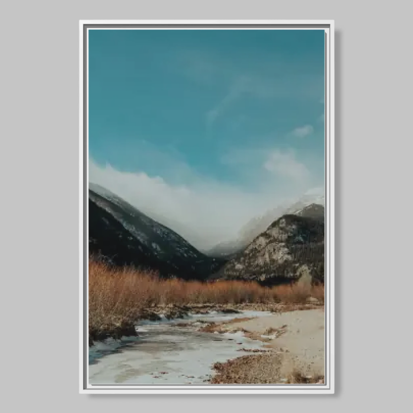 White Closeup Framed 24x36 Vertical Canvas (2.3) Mockup For TIB