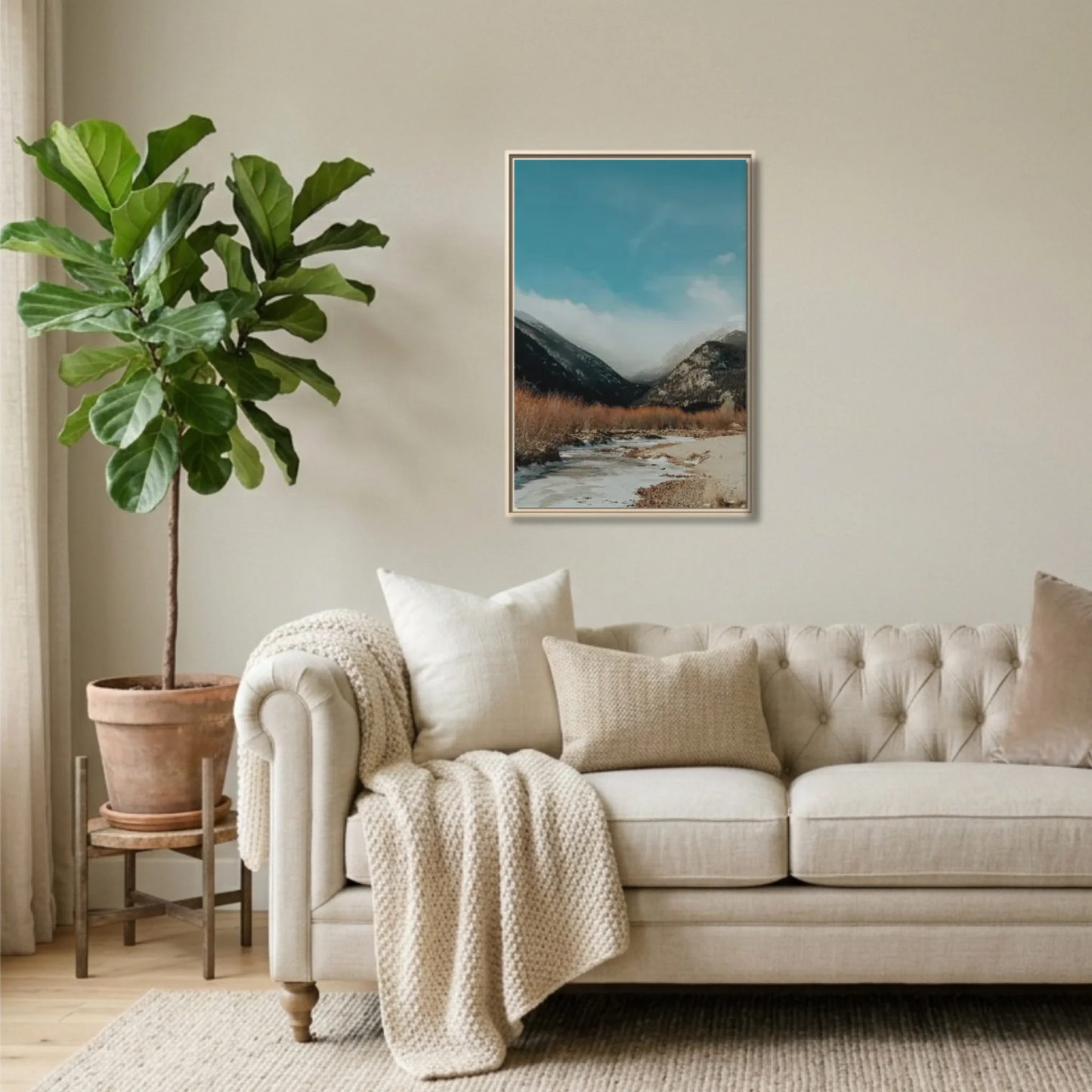 Natural Framed 24x36 Vertical Canvas (2.3) Mockup For TIB