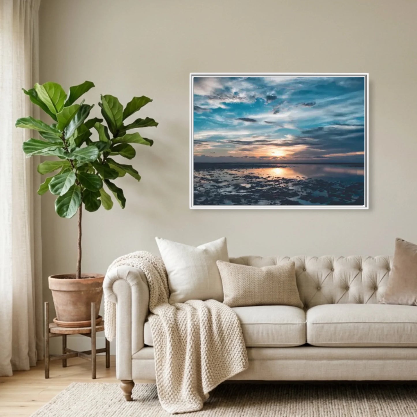 White Framed Horizontal 4.3 Rectangular Canvas Lifestyle Mockup