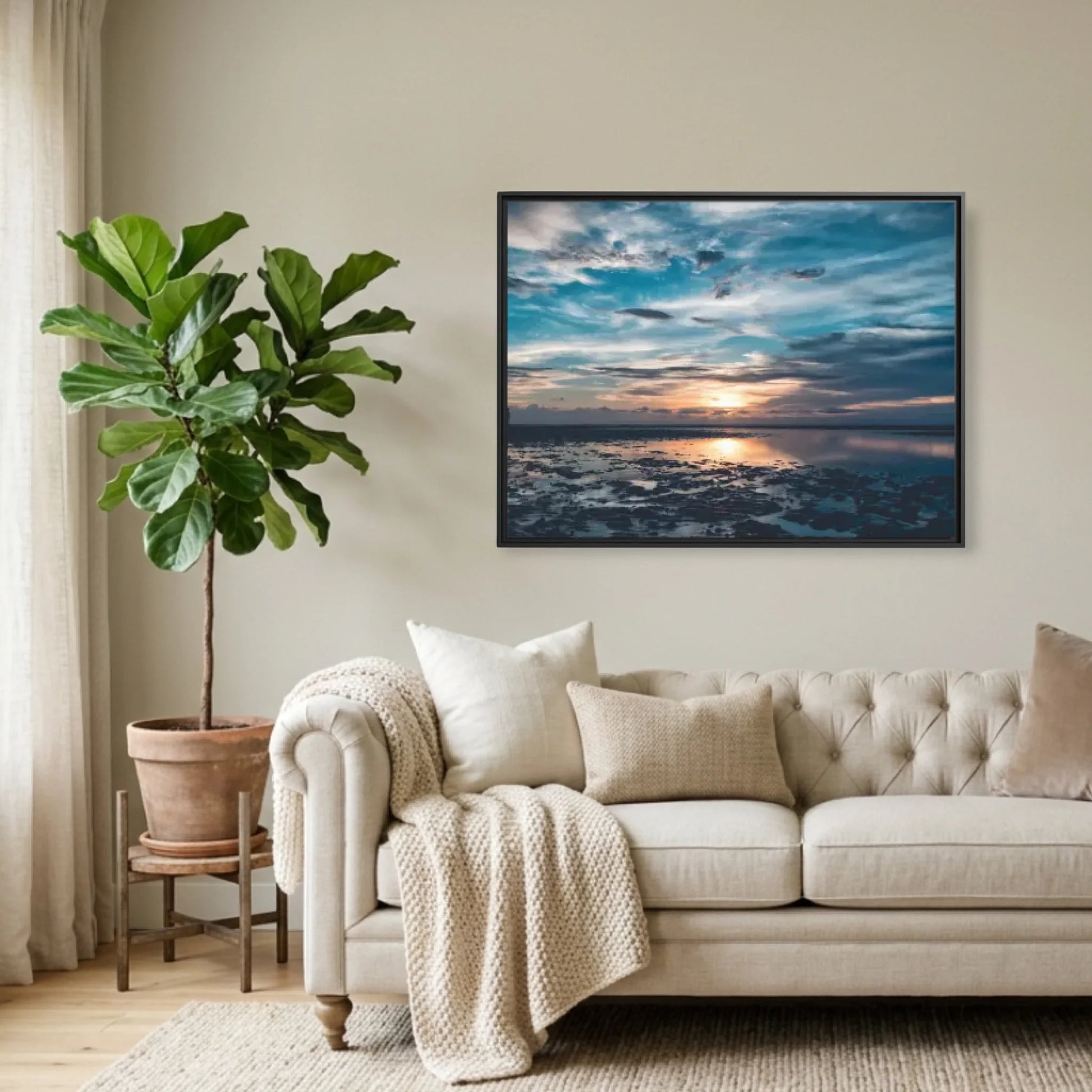 Black Framed Horizontal 4.3 Rectangular Canvas Lifestyle Mockup