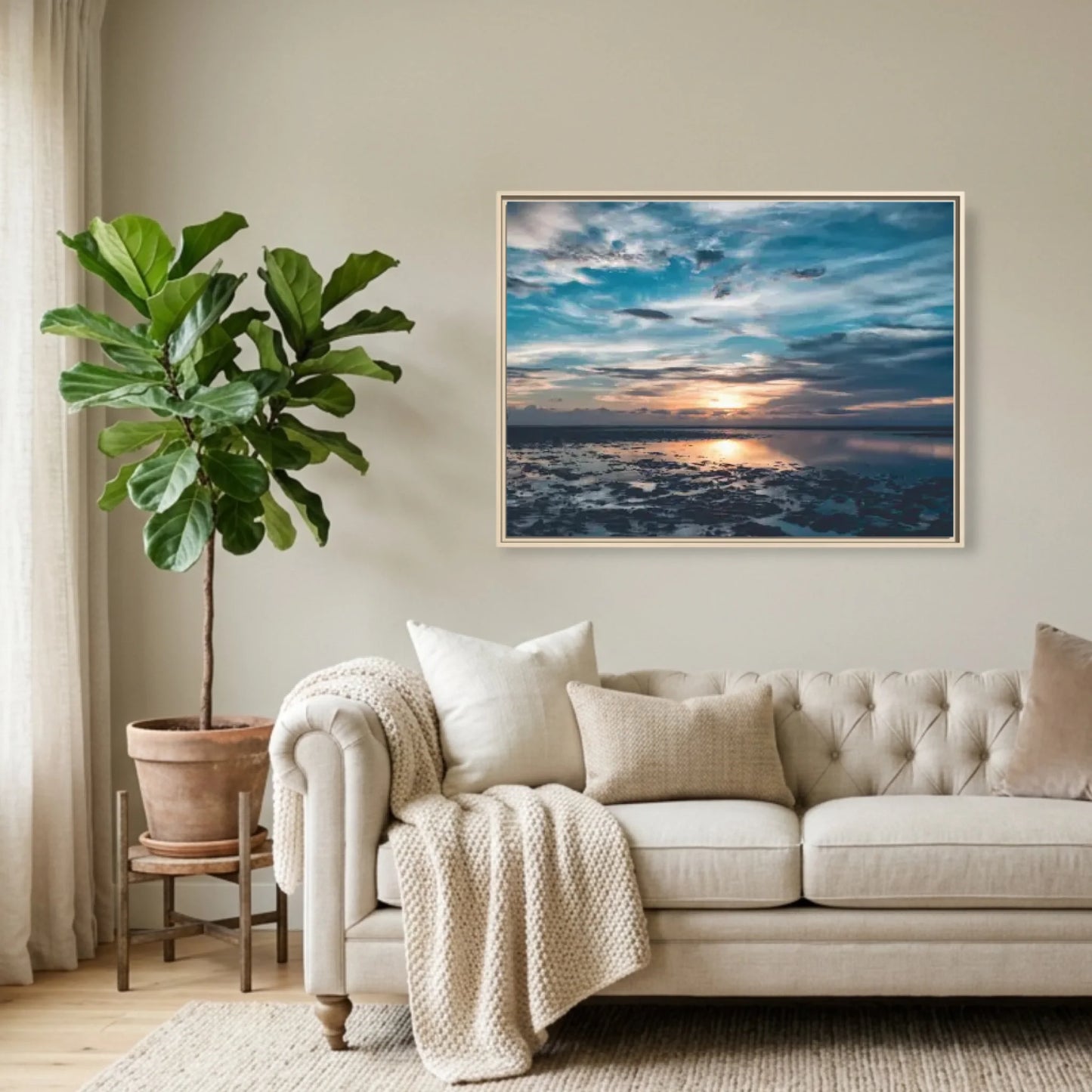 Natural Framed Horizontal 4.3 Rectangular Canvas Lifestyle Mockup