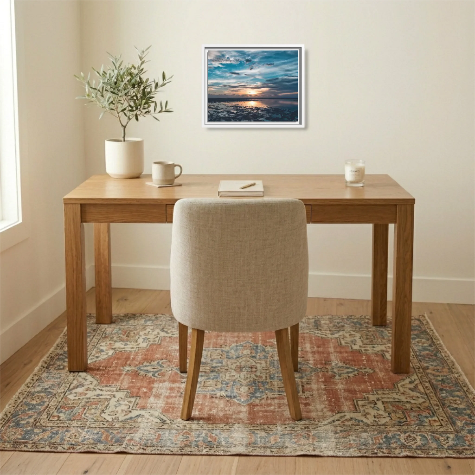 White framed 14.11 Rectangular Canvas Lifestyle Mockup