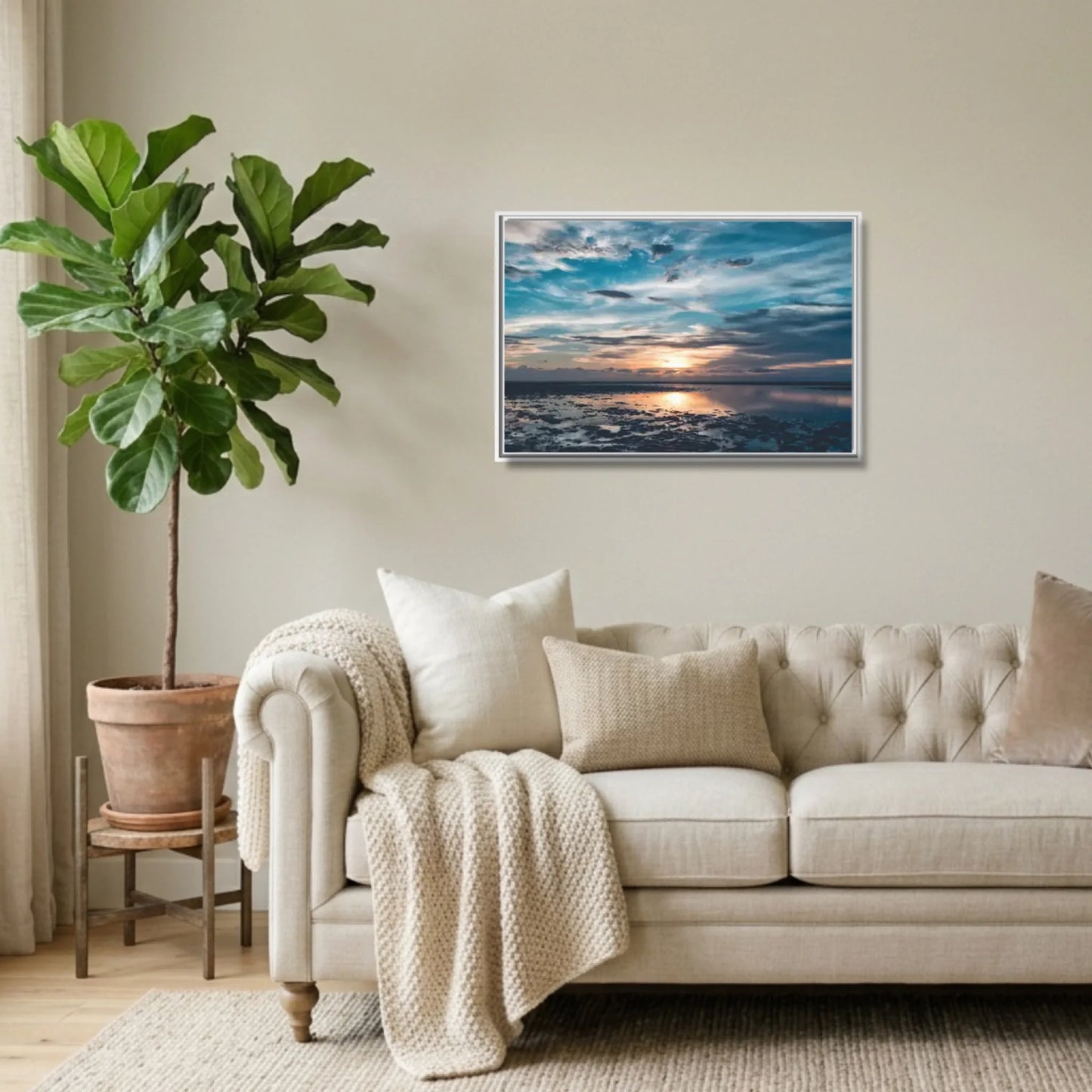 White framed 36x24 Horizontal Canvas (2.3) Lifestyle Mockup