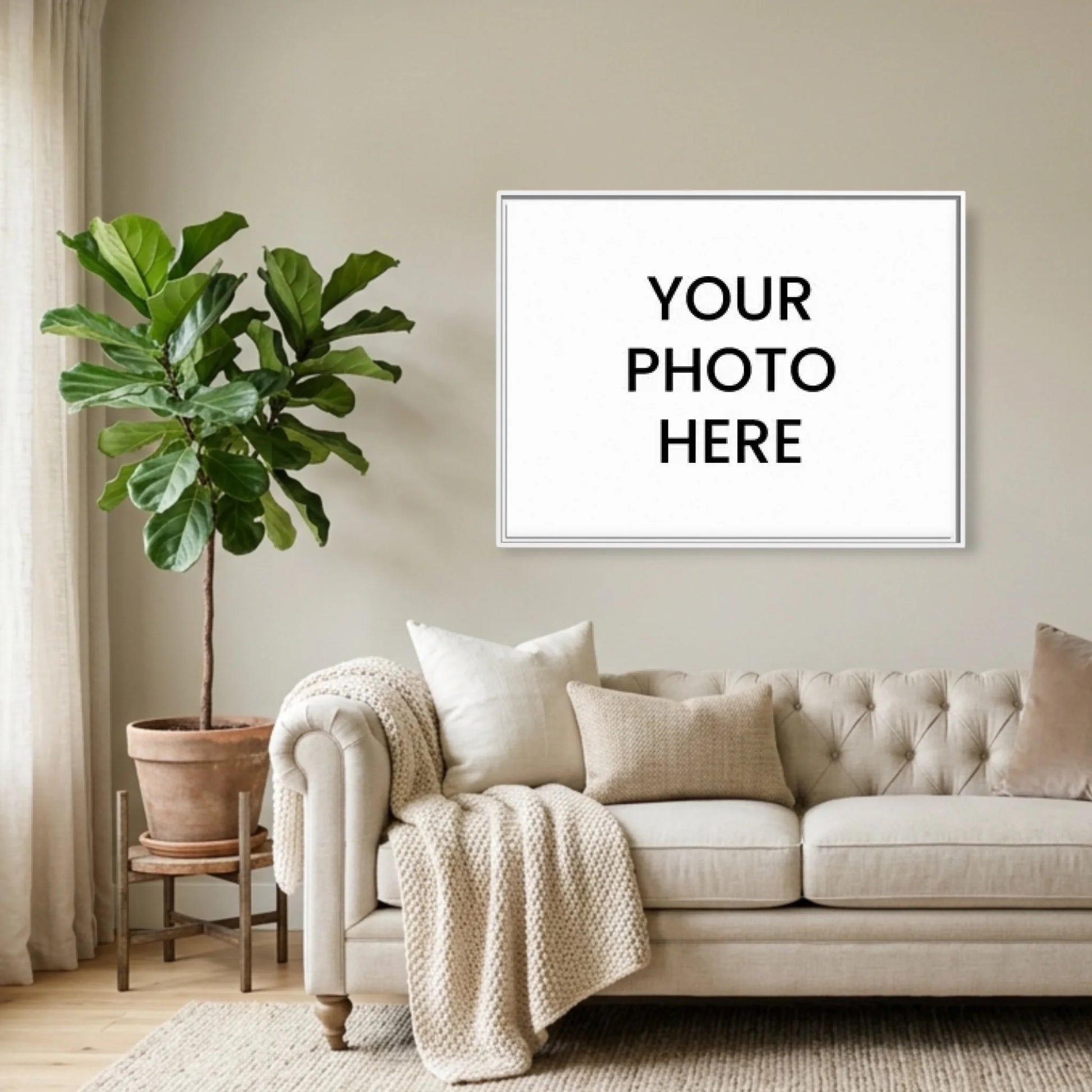 White Framed Horizontal 4.3 Rectangular Canvas Lifestyle Mockup
