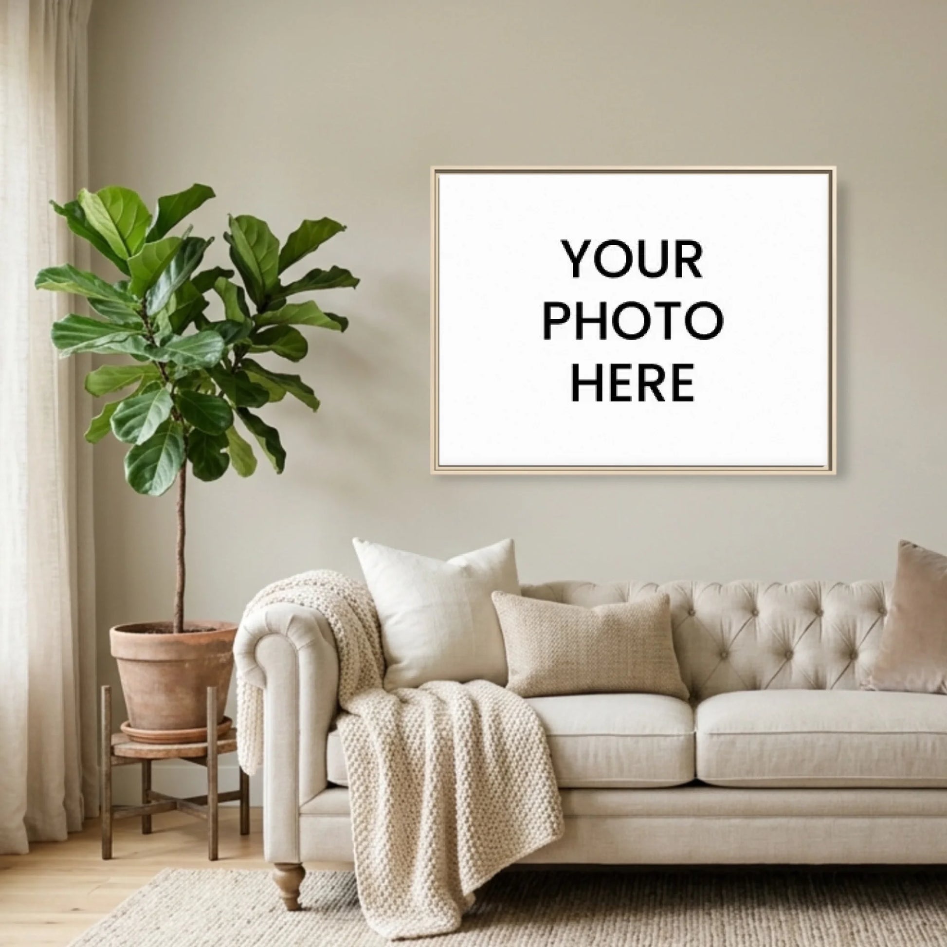 Natural Framed Horizontal 4.3 Rectangular Canvas Lifestyle Mockup