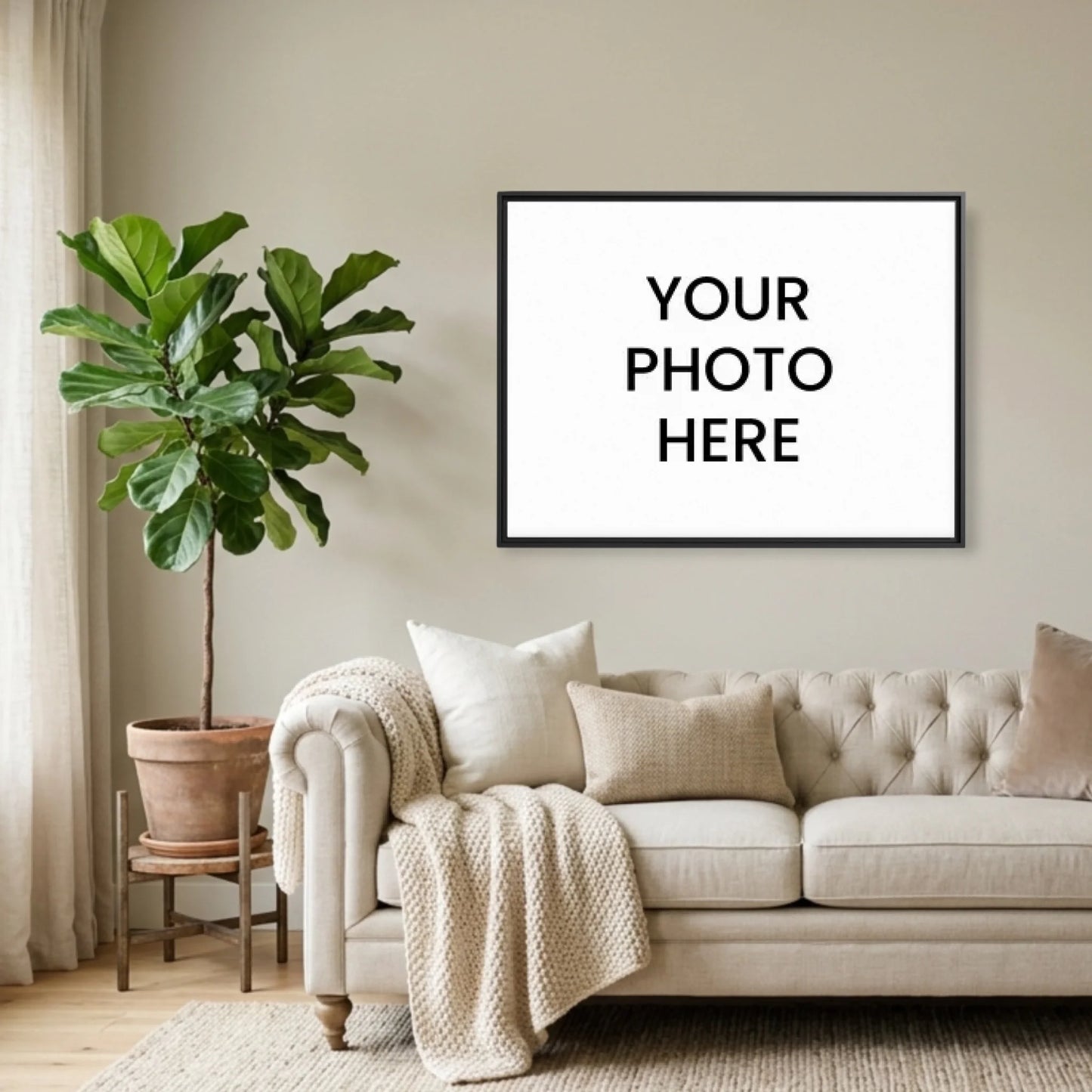 Black Framed Horizontal 4.3 Rectangular Canvas Lifestyle Mockup