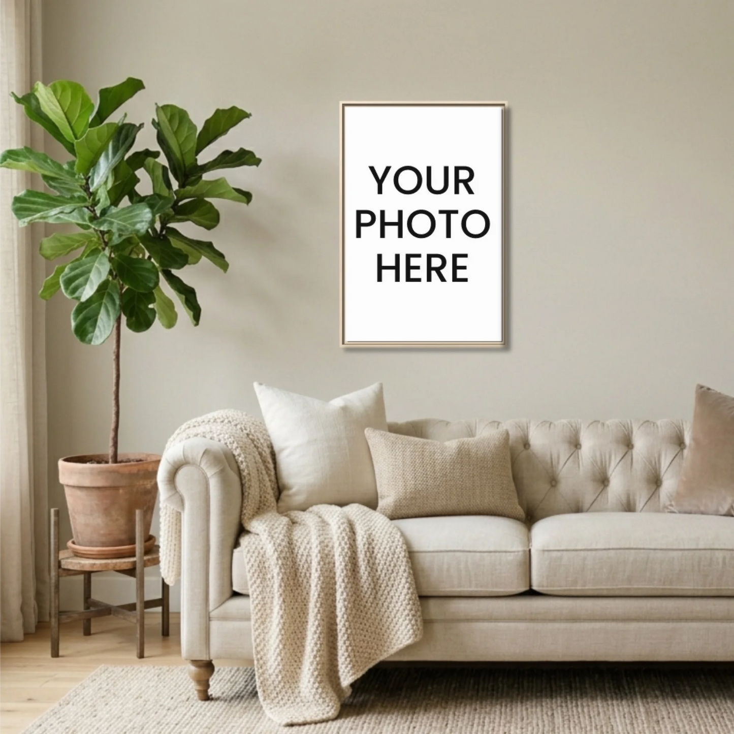Natural Framed 24x36 Vertical Canvas (2.3) Mockup For TIB