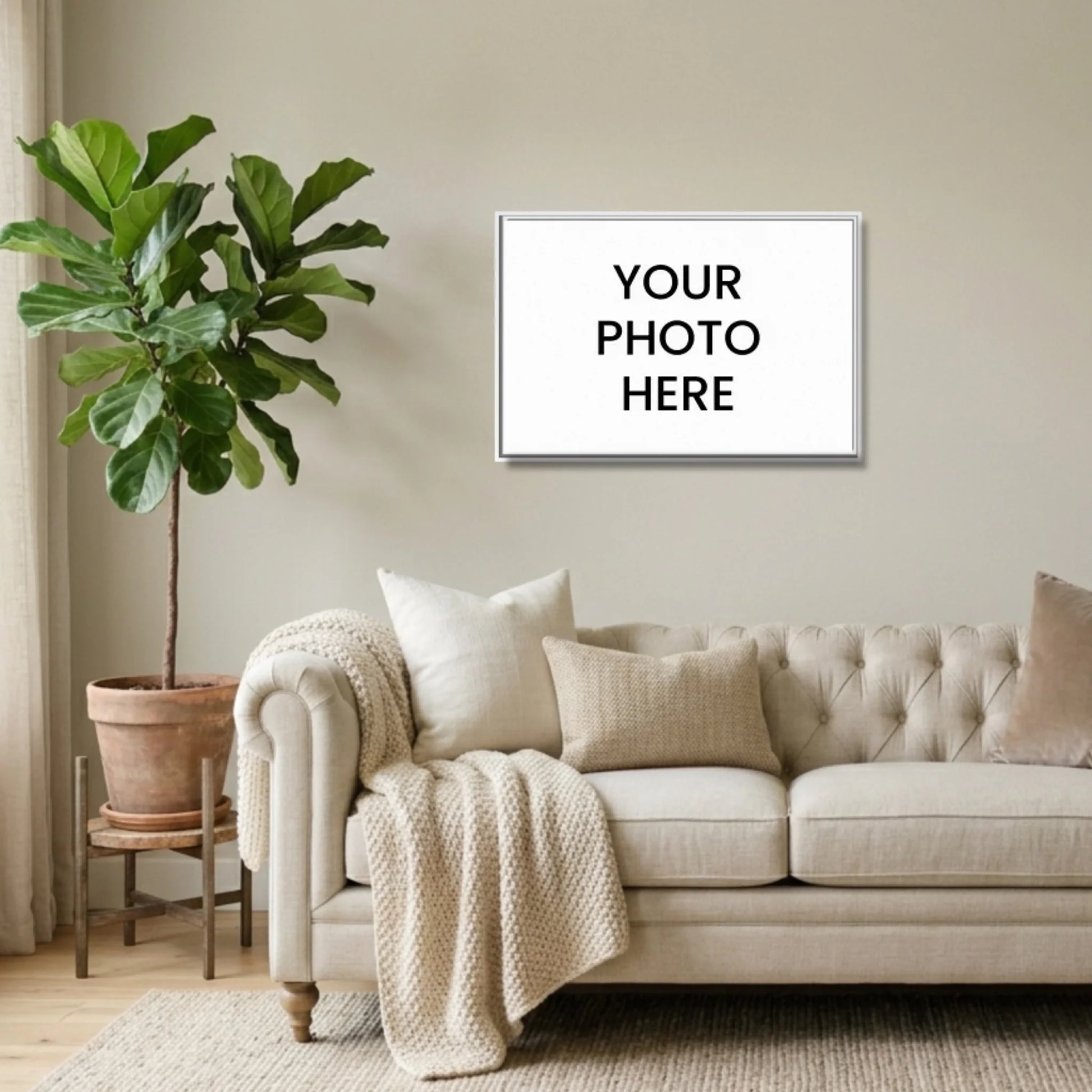 White framed 36x24 Horizontal Canvas (2.3) Lifestyle Mockup