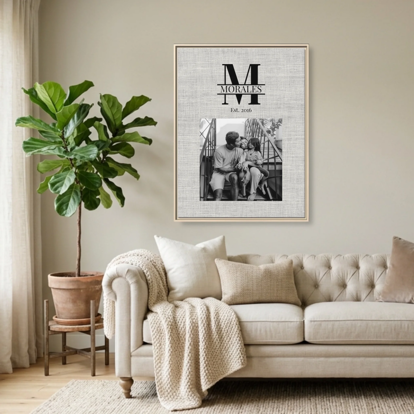 Natural Framed 30x40 (3.4) Vertical Rectangular Canvas