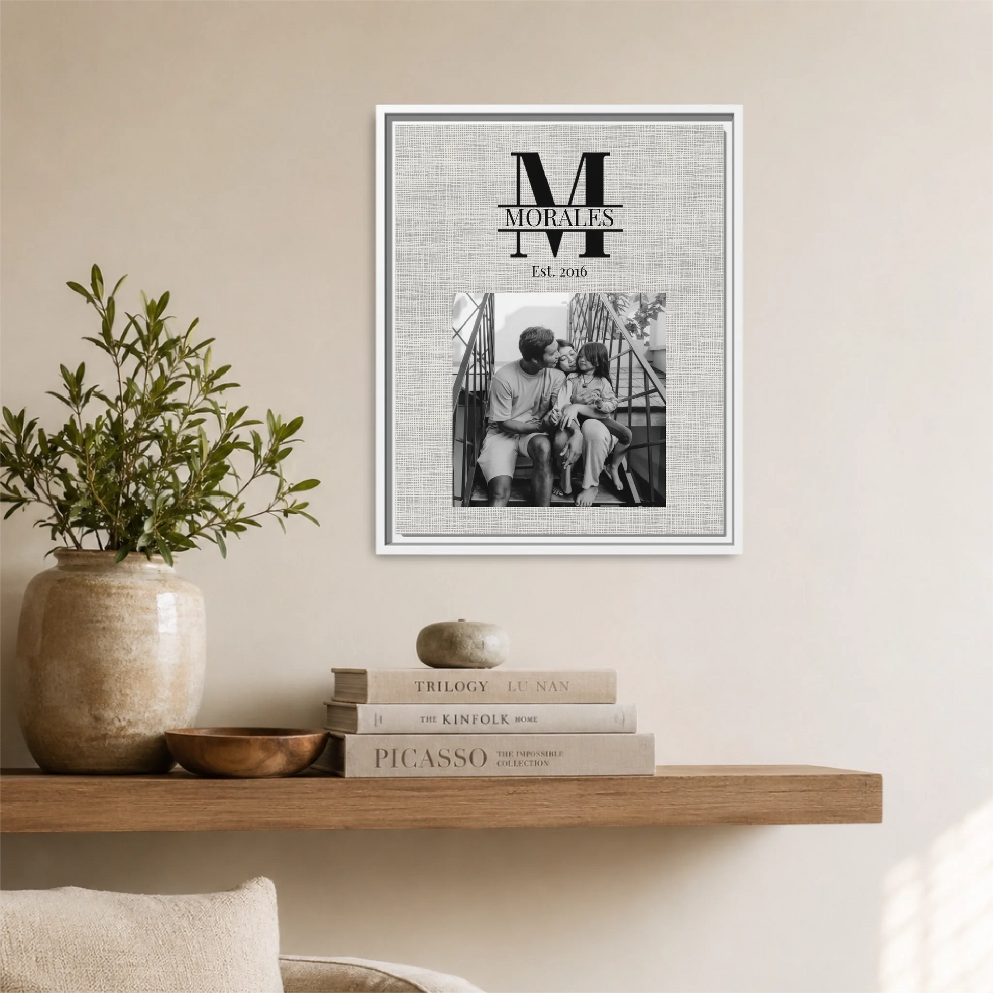 White Framed 16x20 Vertical Canvas (4.5) Mockup For TIB