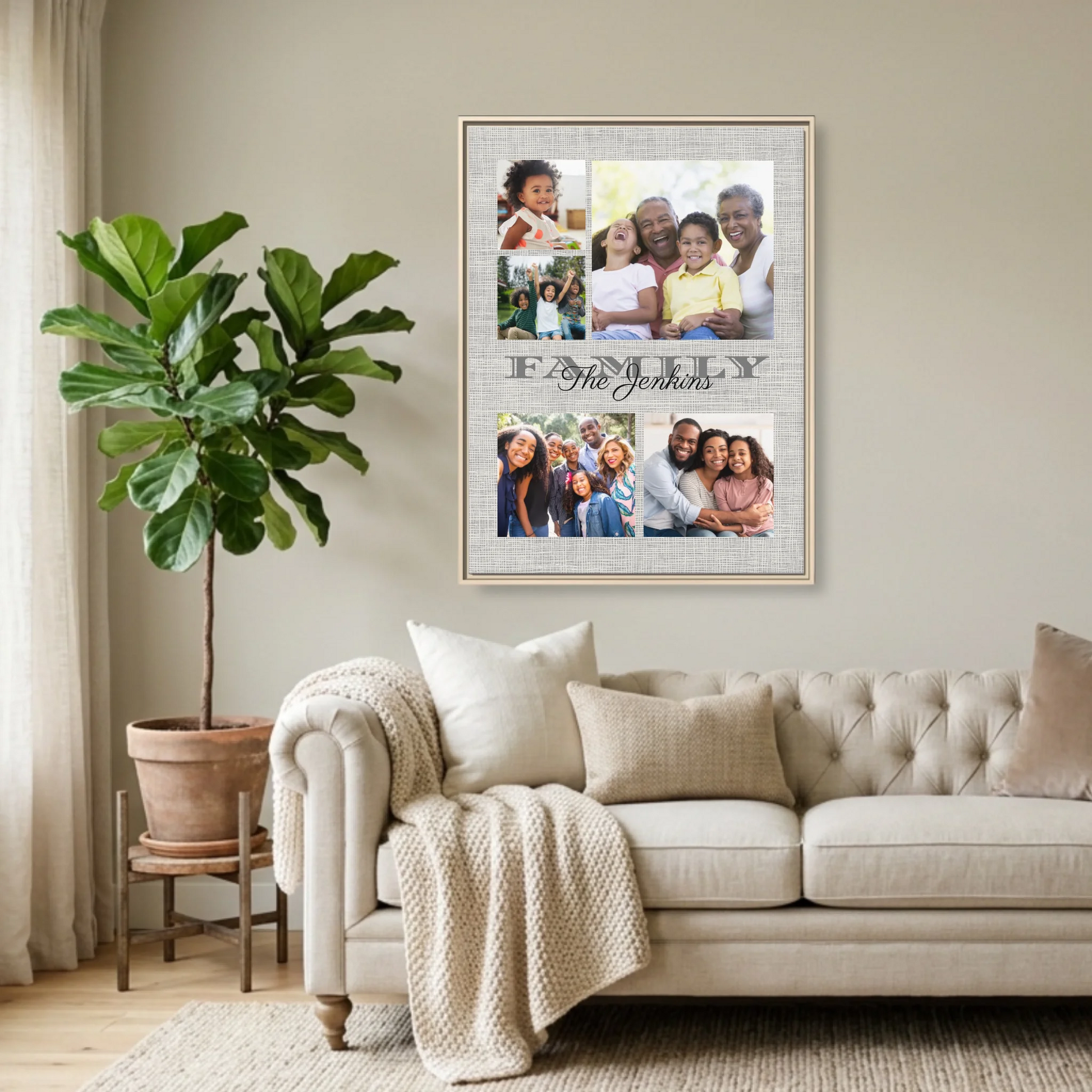 Natural Framed 30x40 (3.4) Vertical Rectangular Canvas