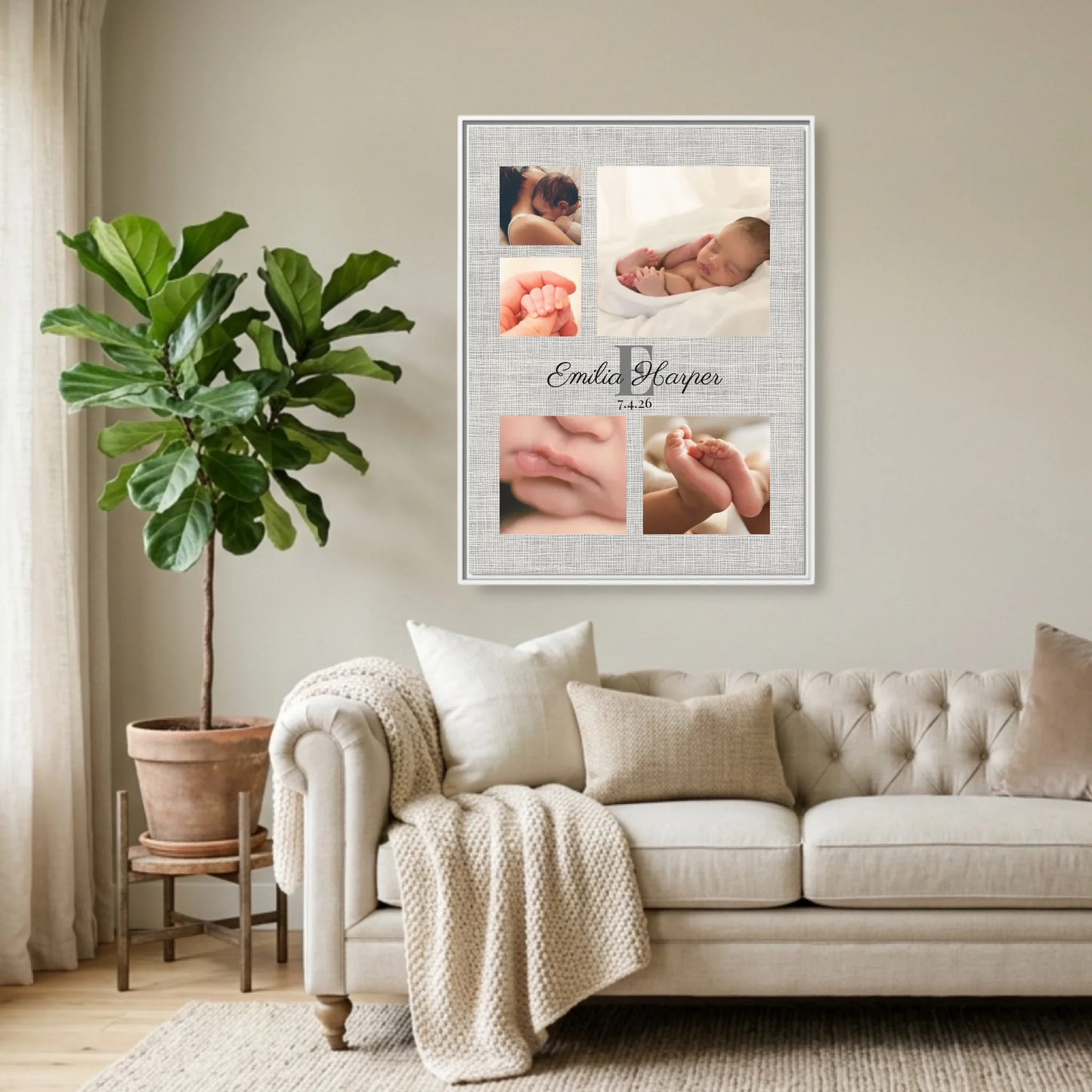 White Framed 30x40 (3.4) Vertical Rectangular Canvas