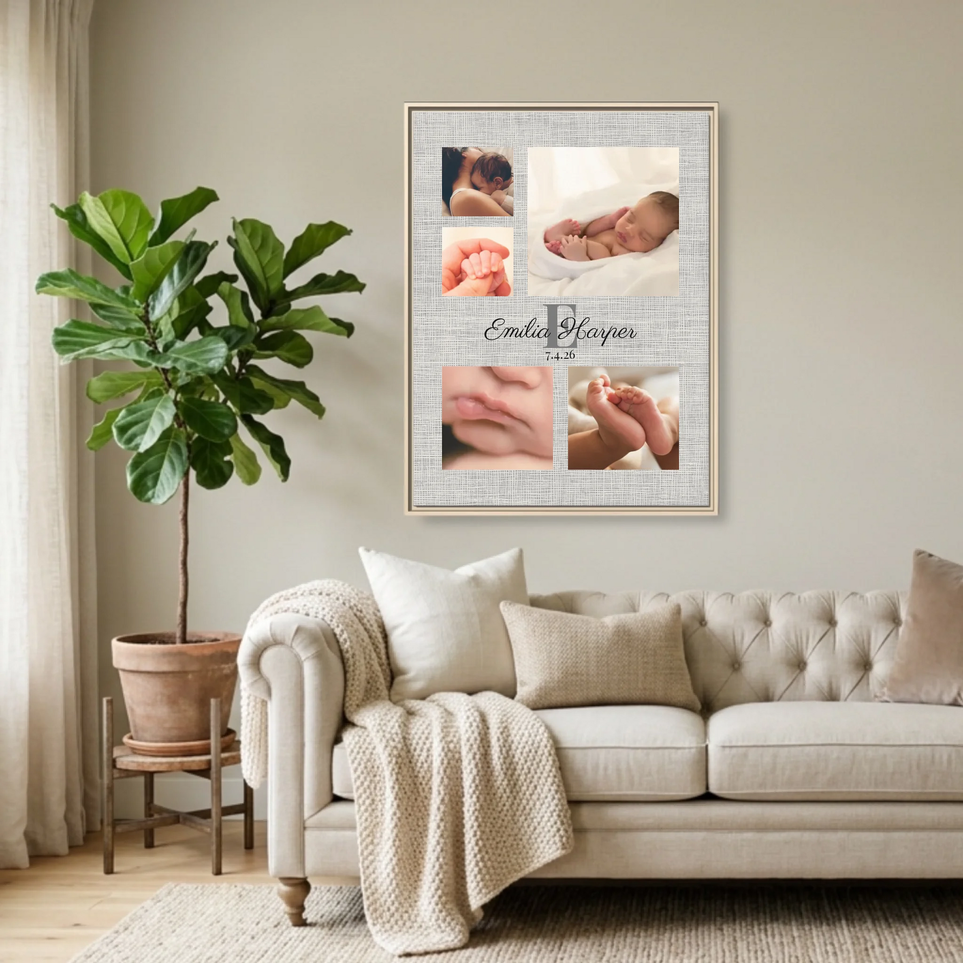 Natural Framed 30x40 (3.4) Vertical Rectangular Canvas