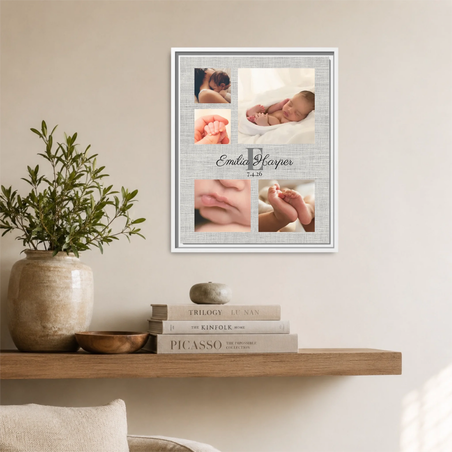 White Framed 16x20 Vertical Canvas (4.5) Mockup For TIB
