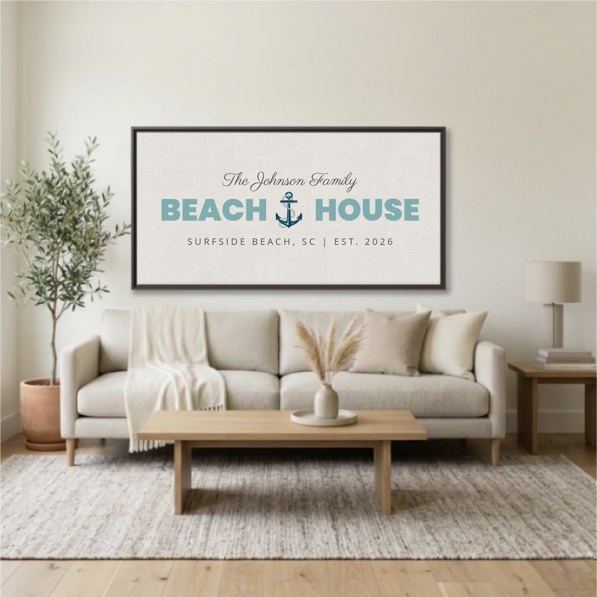 Living Room Espresso Framed Wide Format 2.1 Mockup