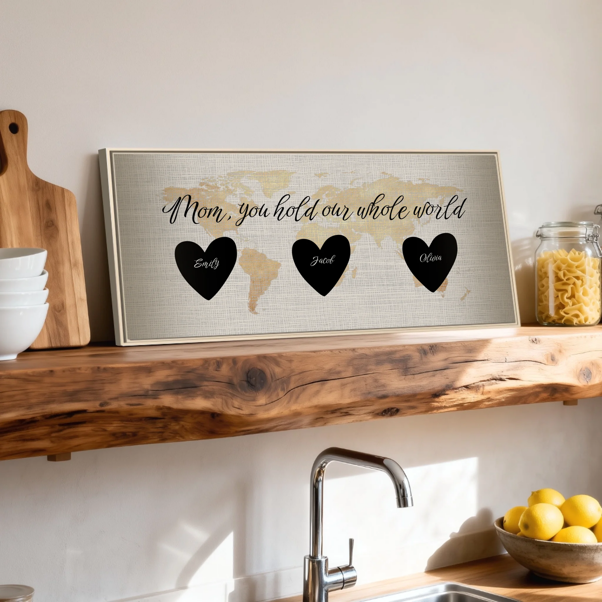Shelf over kitchen sink natural framed wide format 2.1