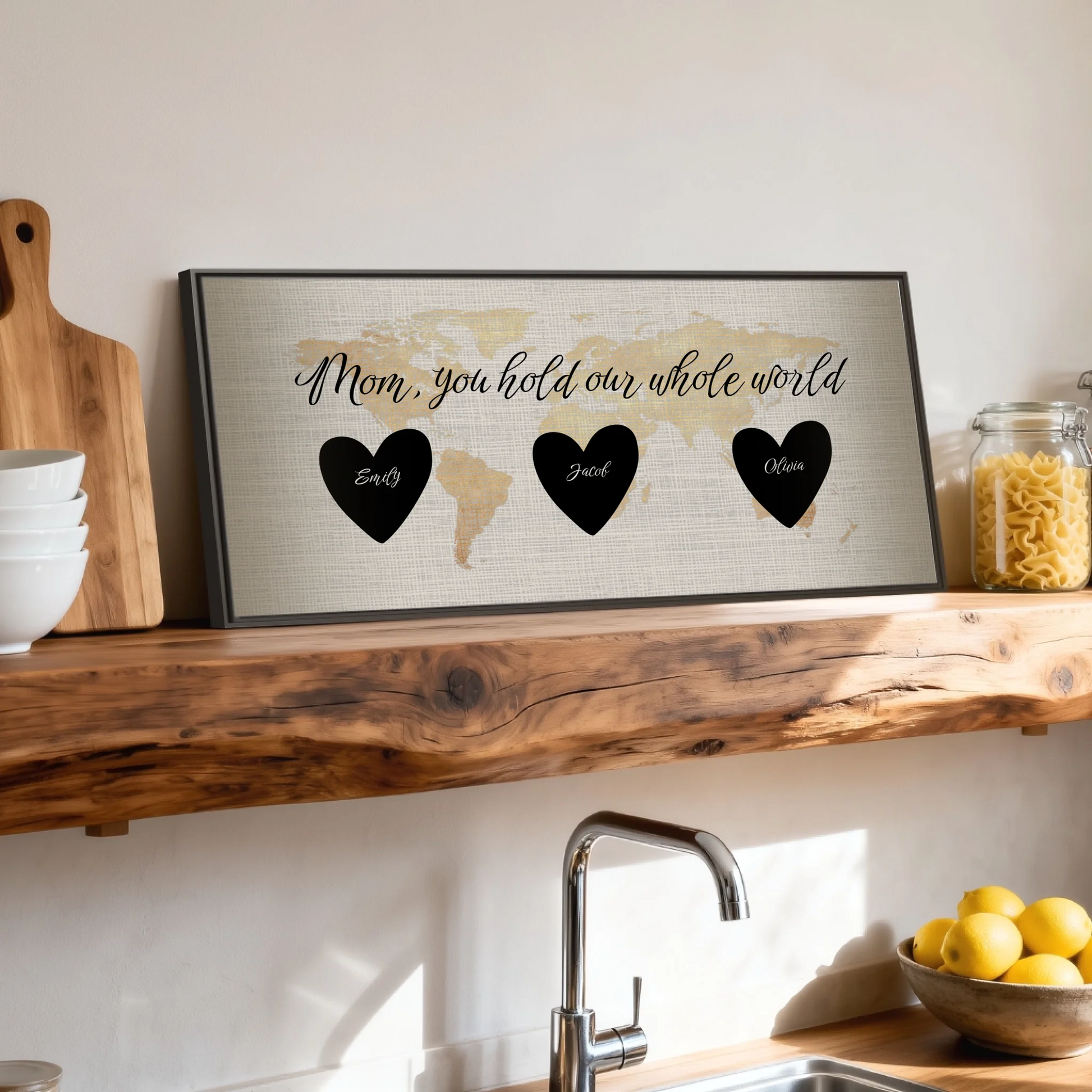 Shelf over kitchen sink espresso framed wide format 2.1