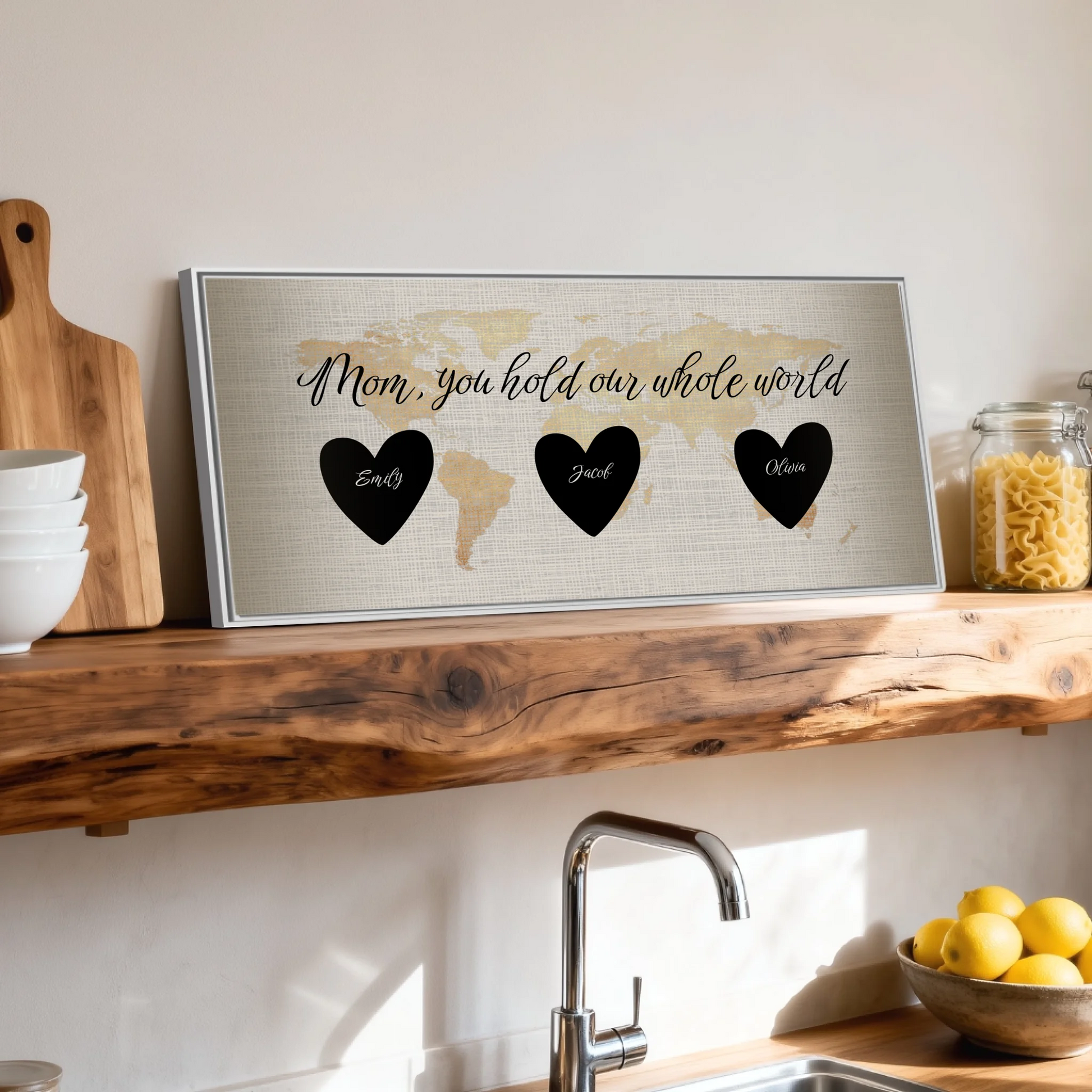 Shelf over kitchen sink white framed wide format 2.1