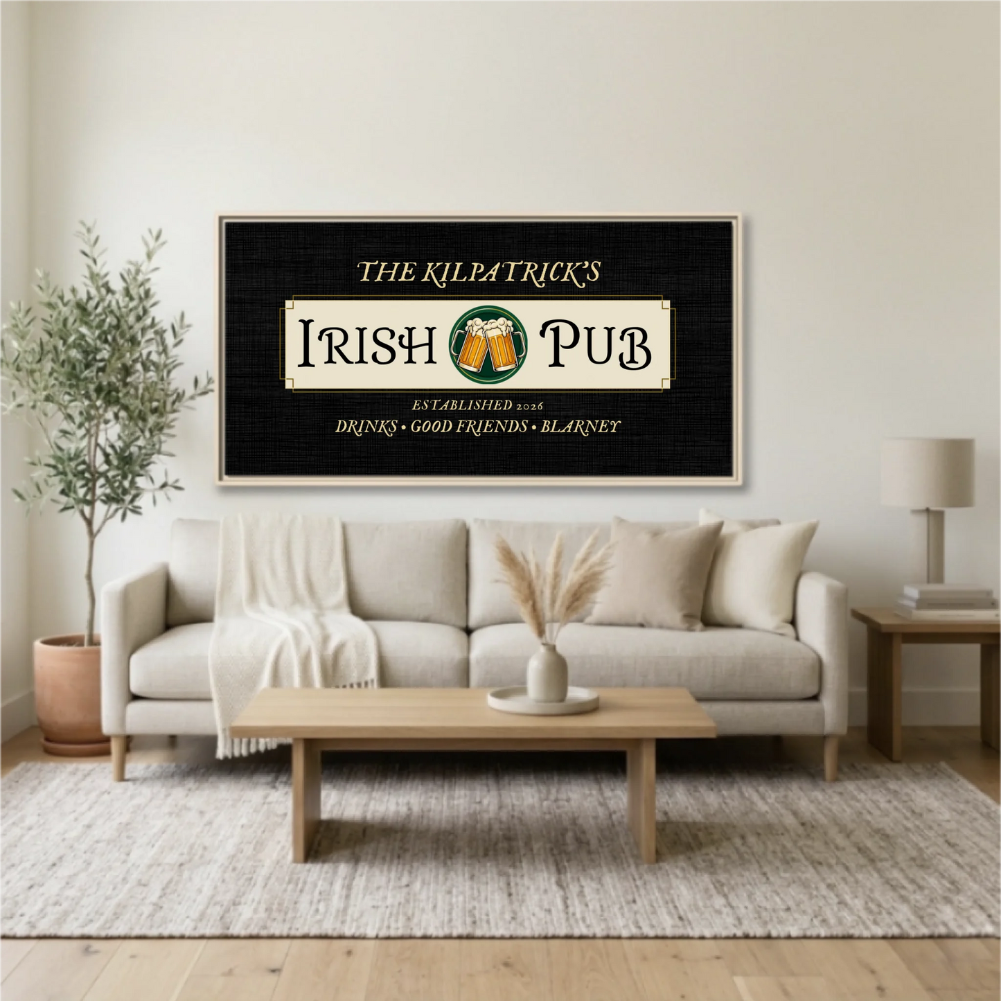 Living Room Natural Framed Wide Format 2.1 Mockup