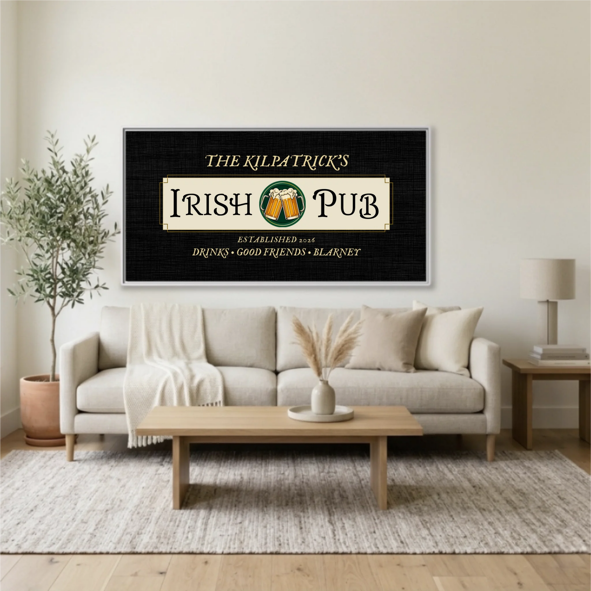 Living Room White Framed Wide Format 2.1 Mockup
