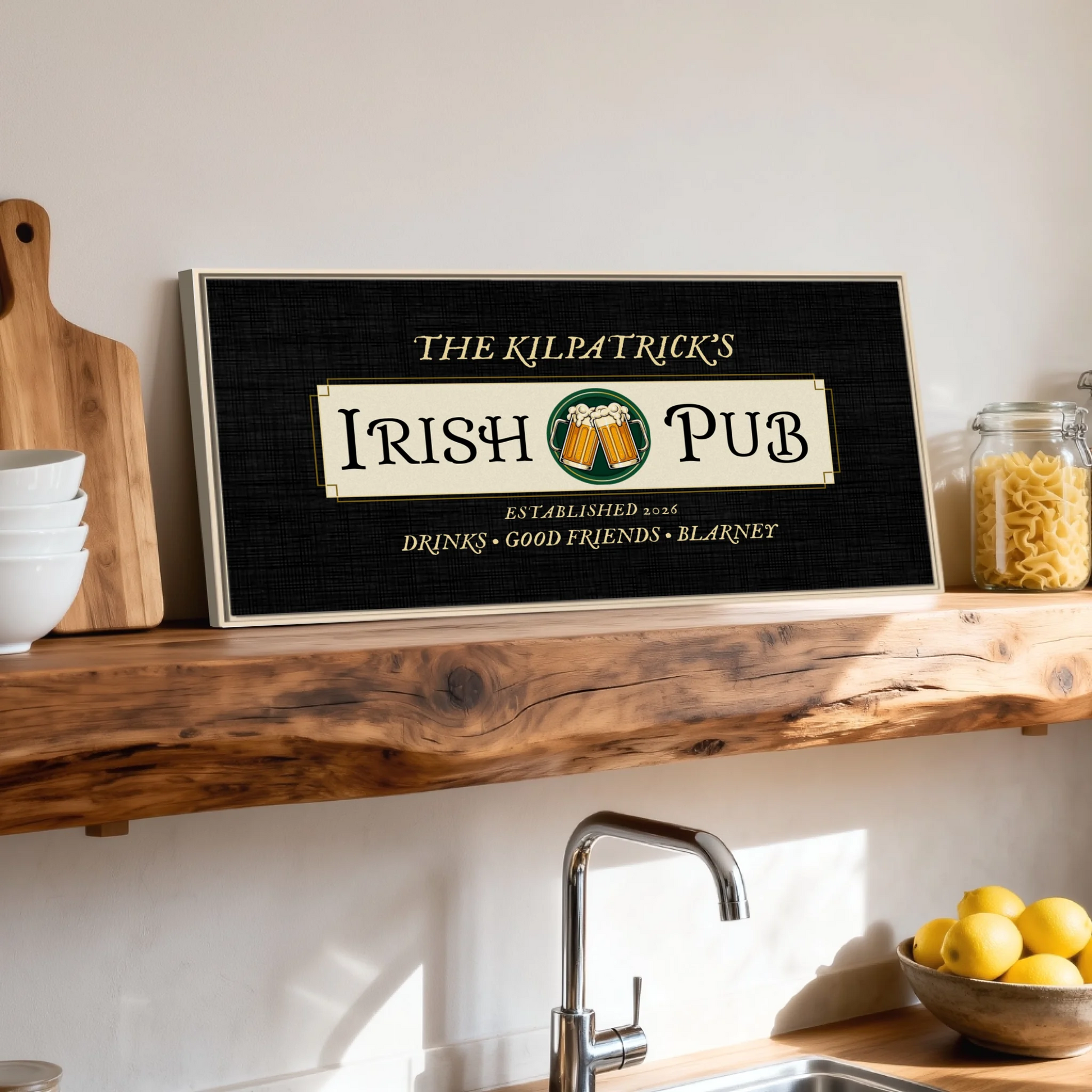 Shelf over kitchen sink natural framed wide format 2.1