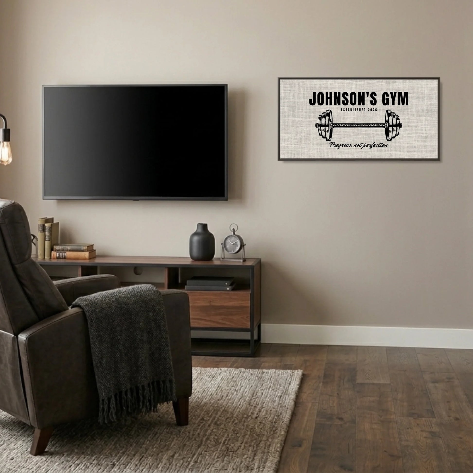 Man Cave Espresso Frame Wide Format 2.1 Canvas Mockup