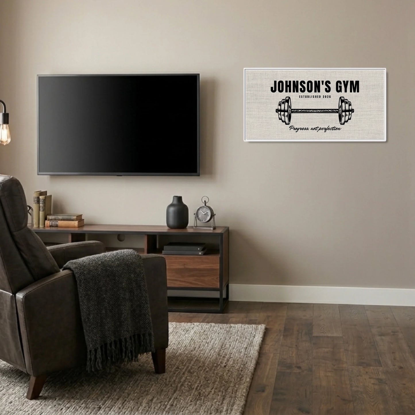 Man Cave White Frame Wide Format 2.1 Canvas Mockup