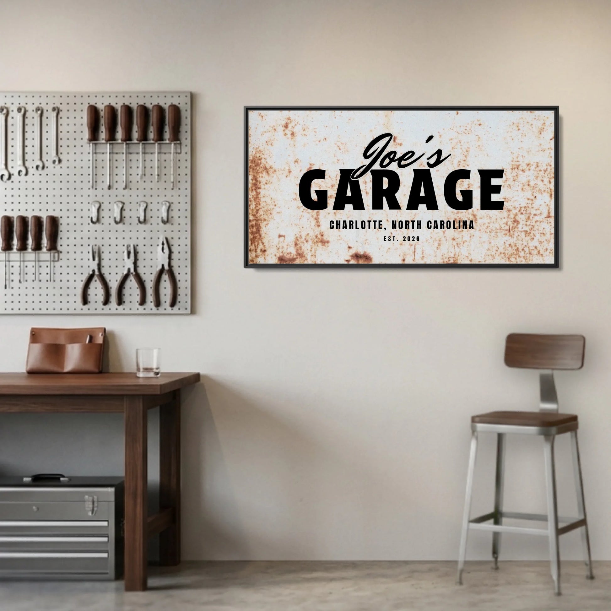 Garage Black Framed Wide Format 2.1 Canvas Mockup