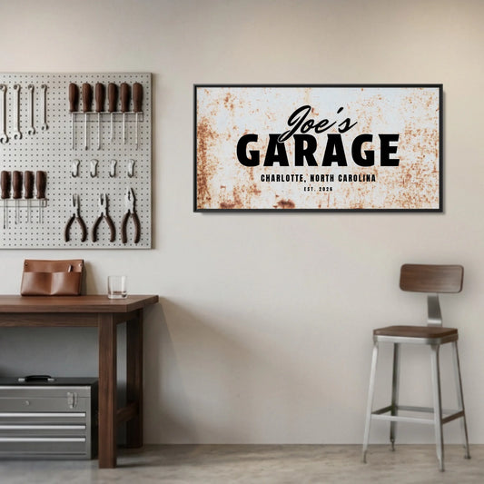 Garage Black Framed Wide Format 2.1 Canvas Mockup