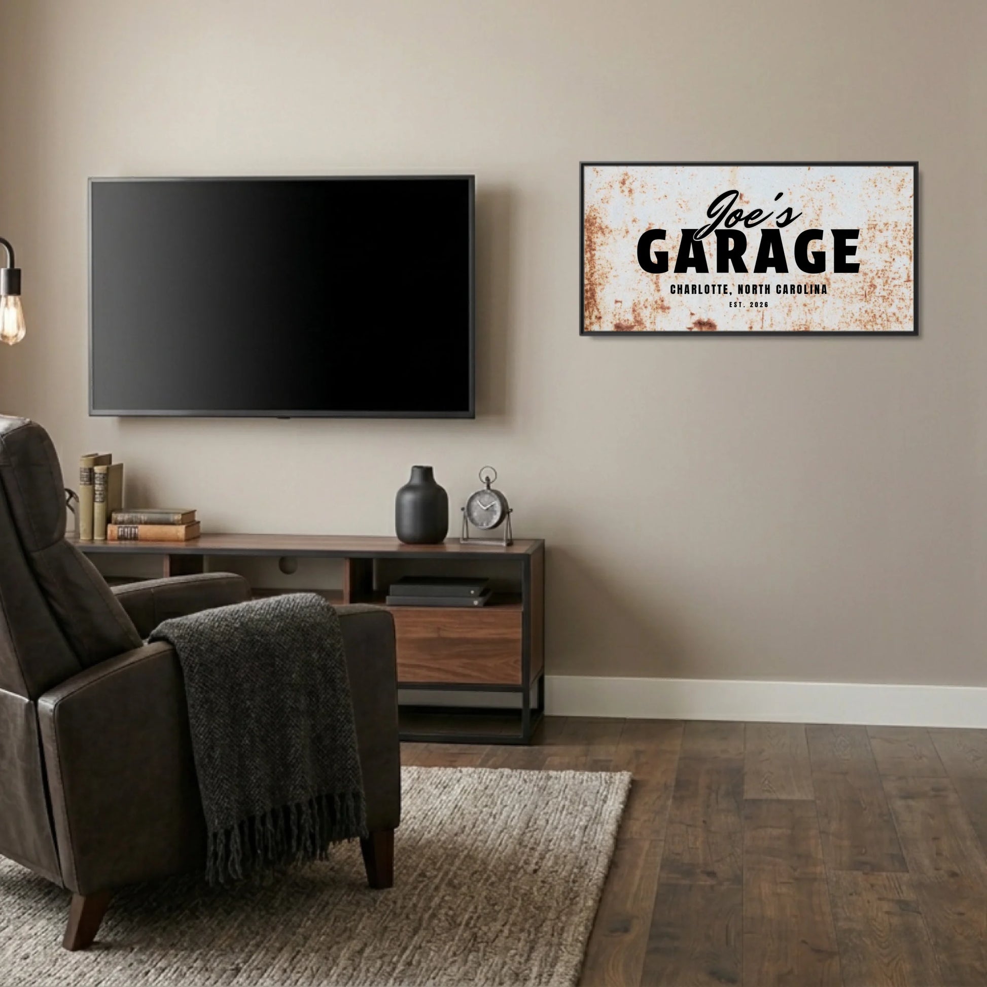 Man Cave Black Frame Wide Format 2.1 Canvas Mockup