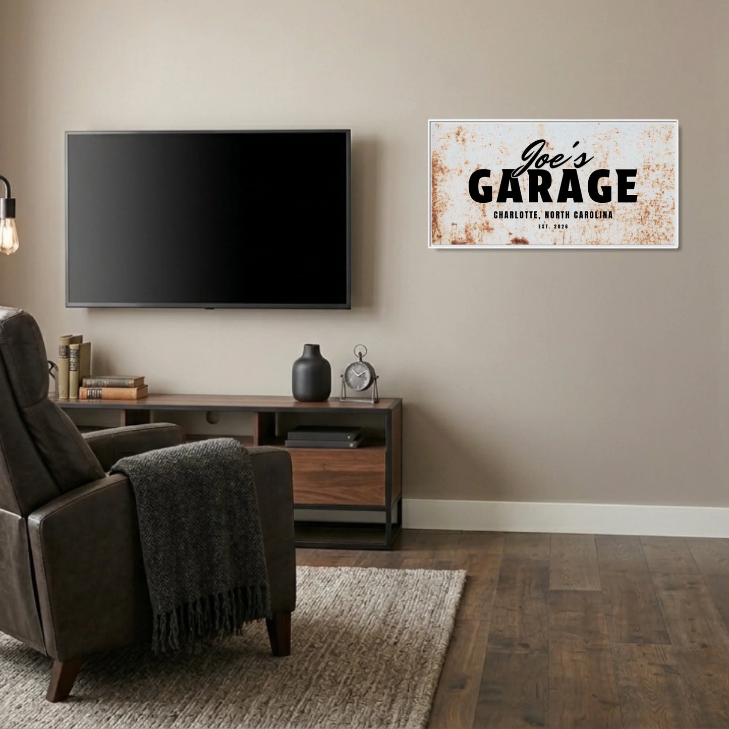 Man Cave White Frame Wide Format 2.1 Canvas Mockup