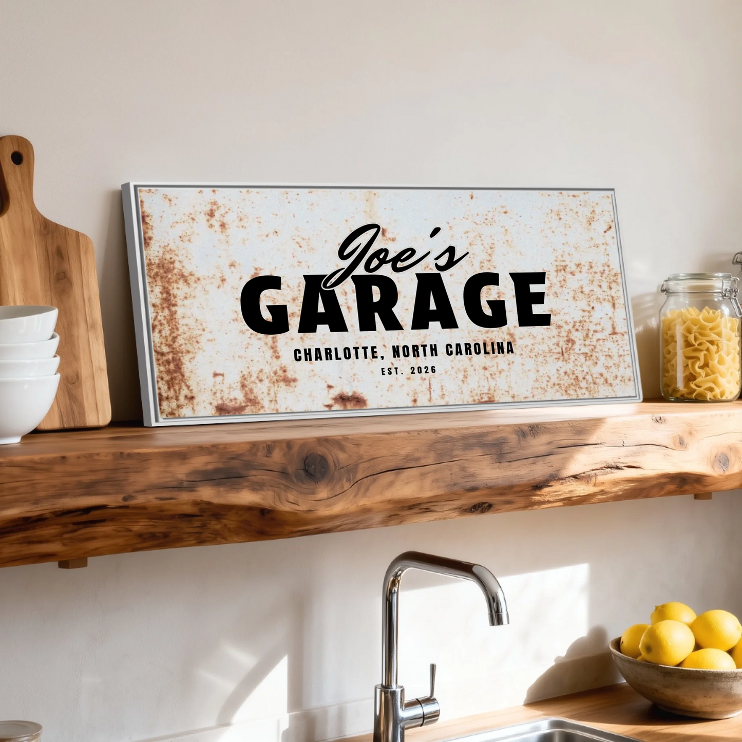 Shelf over kitchen sink white framed wide format 2.1