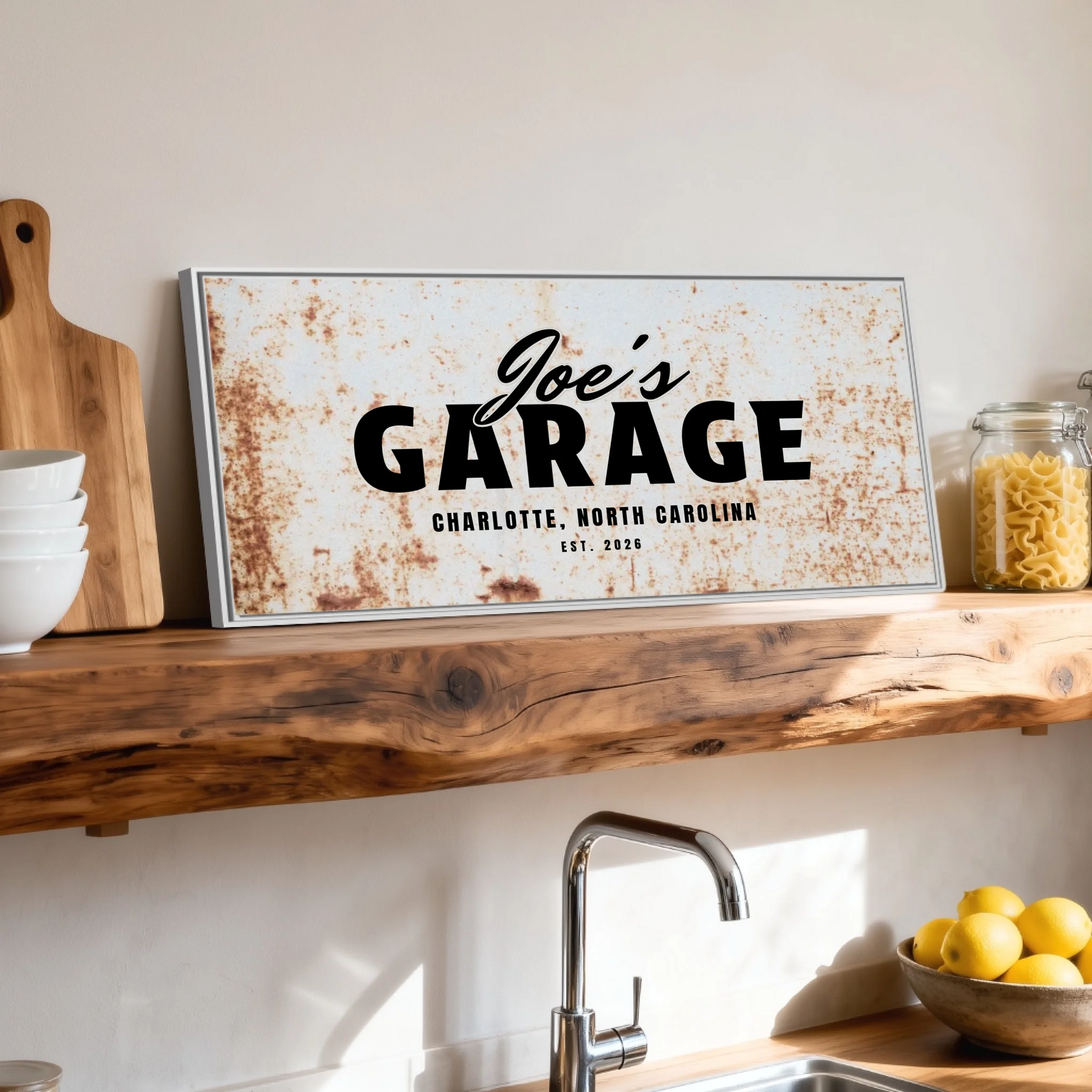 Shelf over kitchen sink white framed wide format 2.1