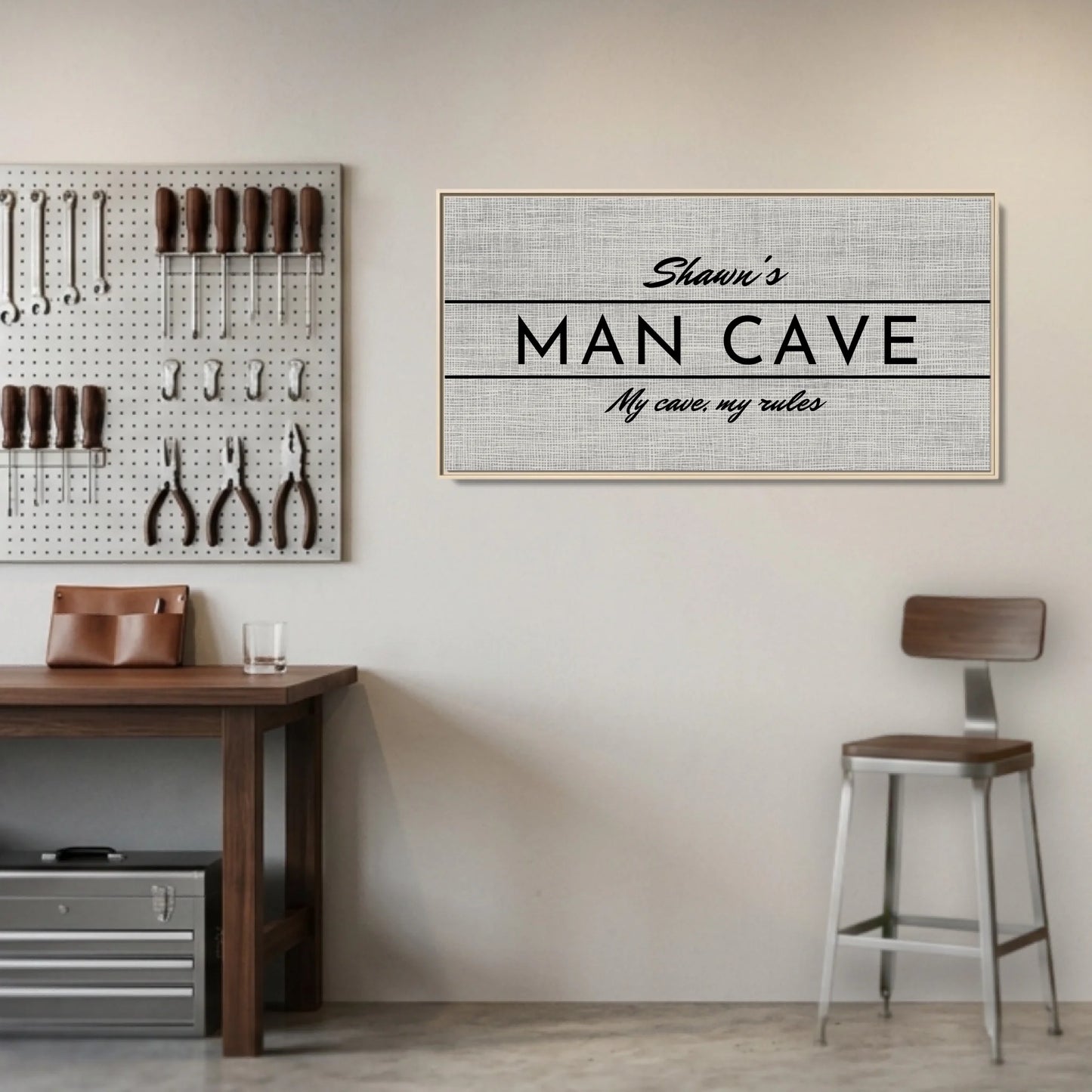 Garage Natural Framed Wide Format 2.1 Canvas Mockup