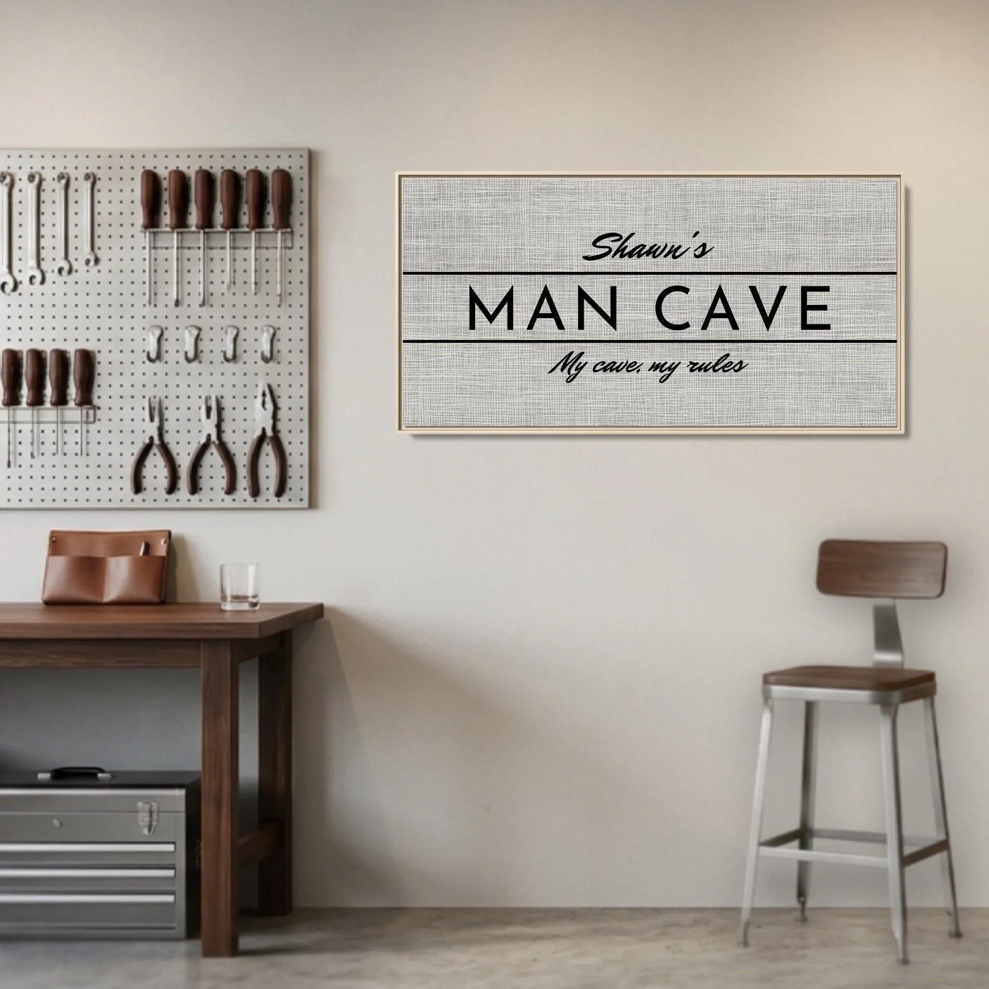 Garage Natural Framed Wide Format 2.1 Canvas Mockup