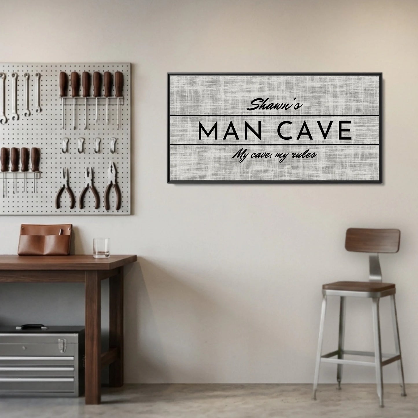 Garage Black Framed Wide Format 2.1 Canvas Mockup