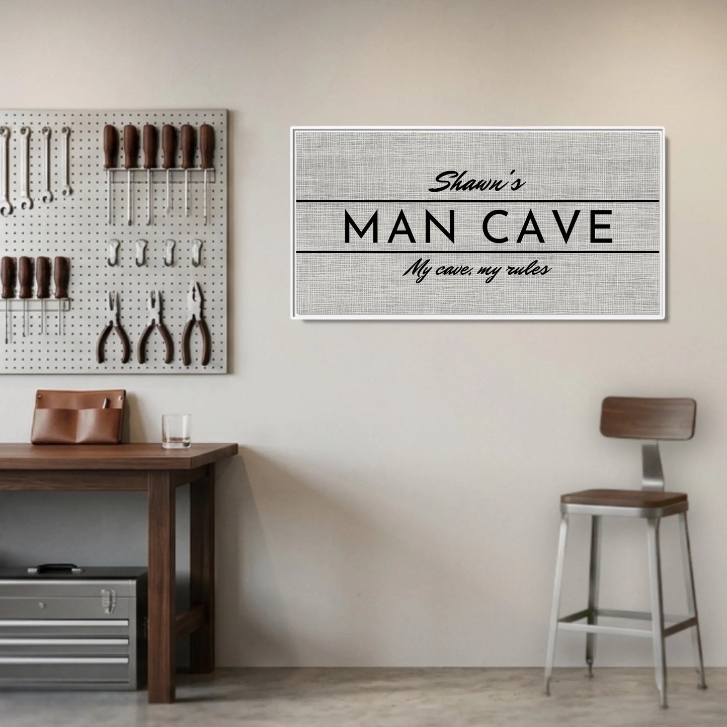 Garage White Framed Wide Format 2.1 Canvas Mockup