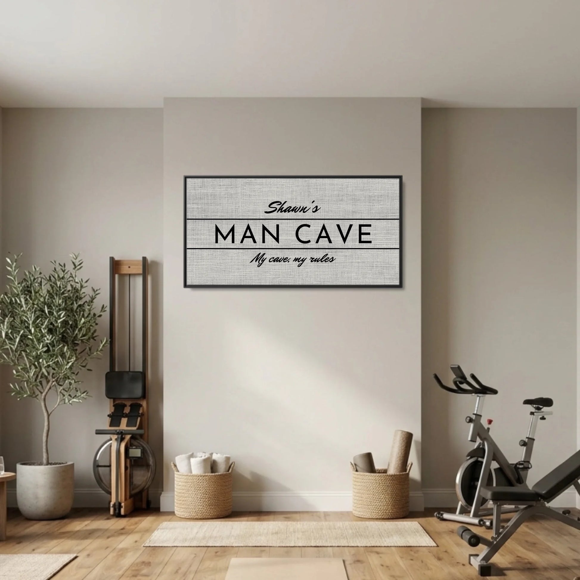 Gym Black Framed Wide Format 2.1 Canvas Mockup