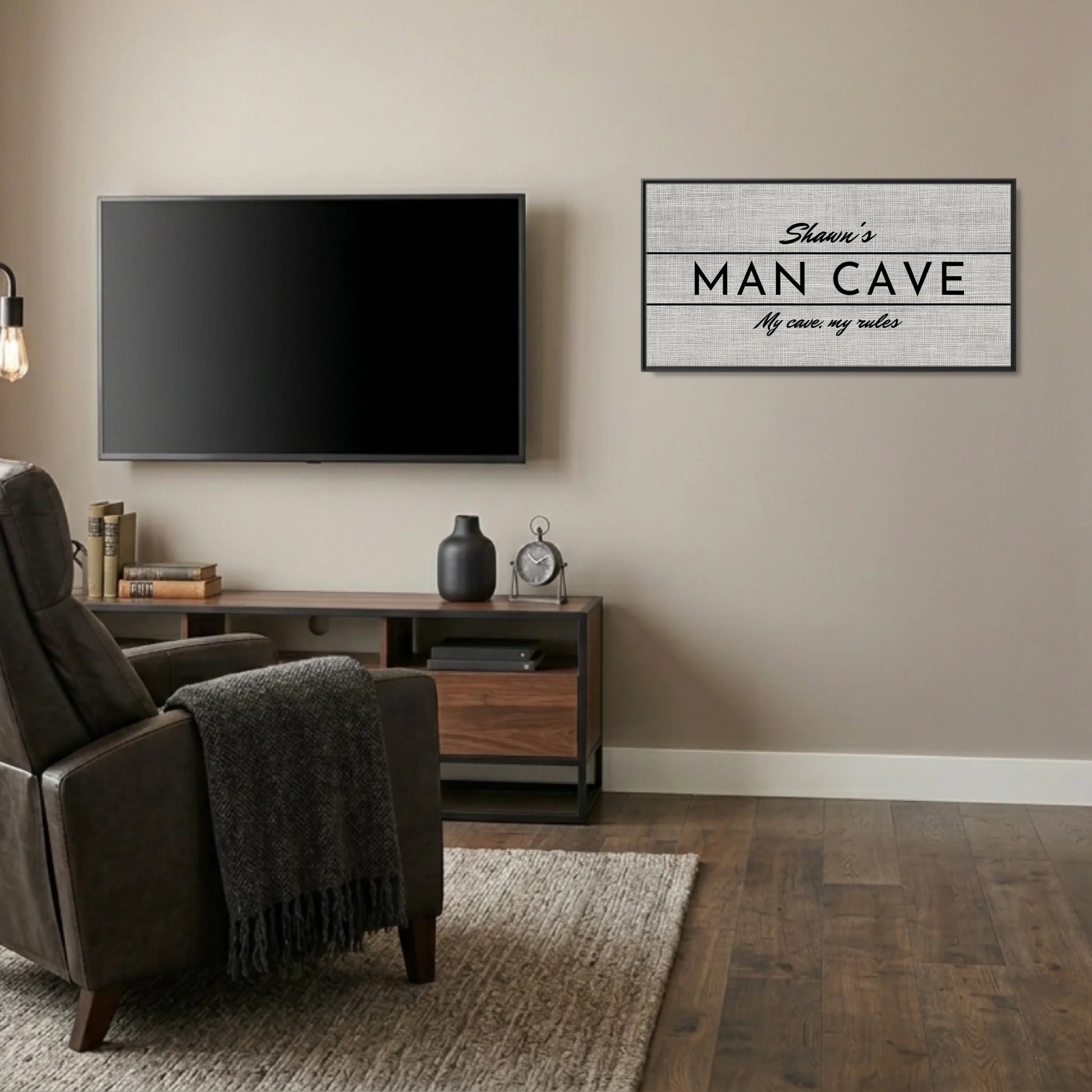 Man Cave Black Frame Wide Format 2.1 Canvas Mockup