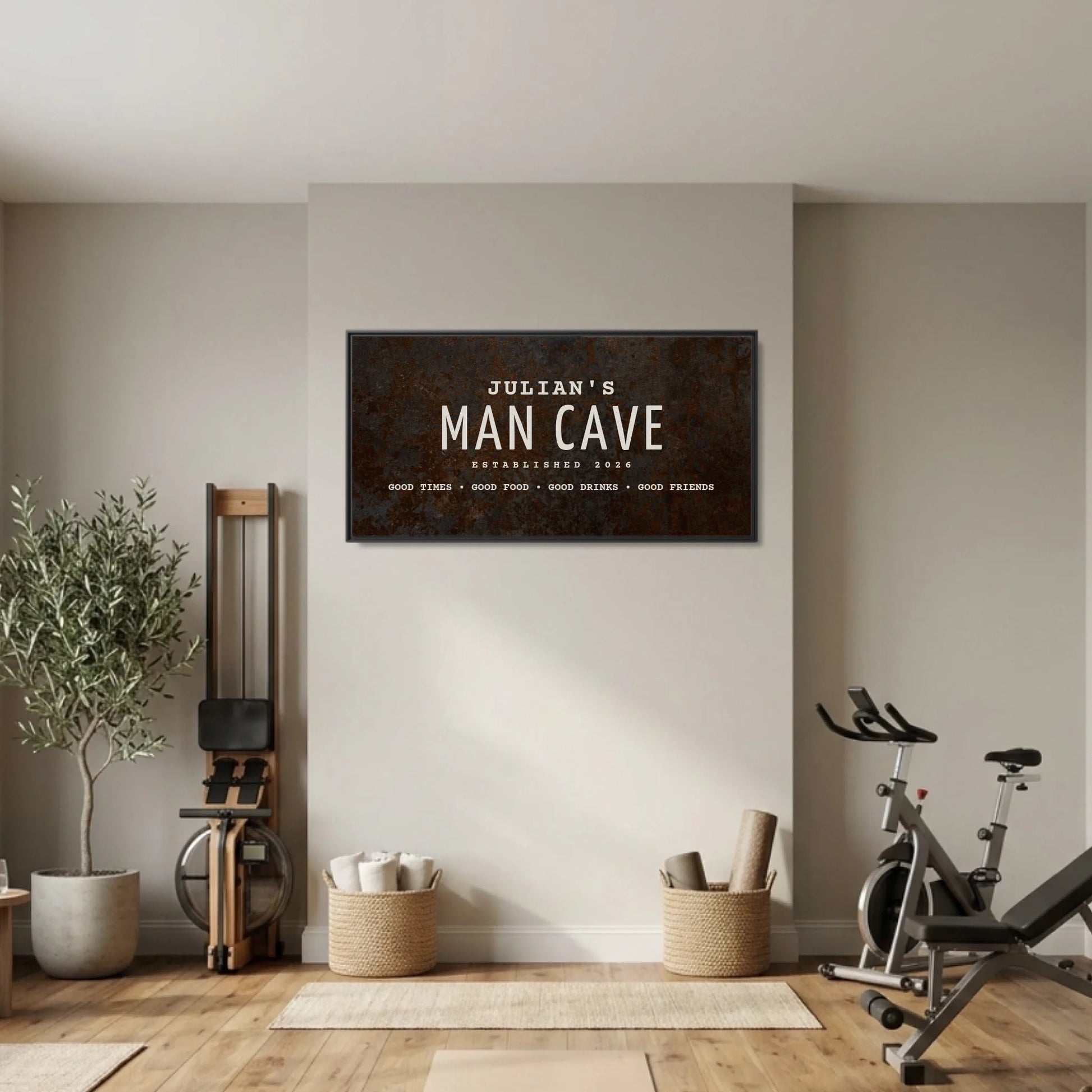 Gym Black Framed Wide Format 2.1 Canvas Mockup