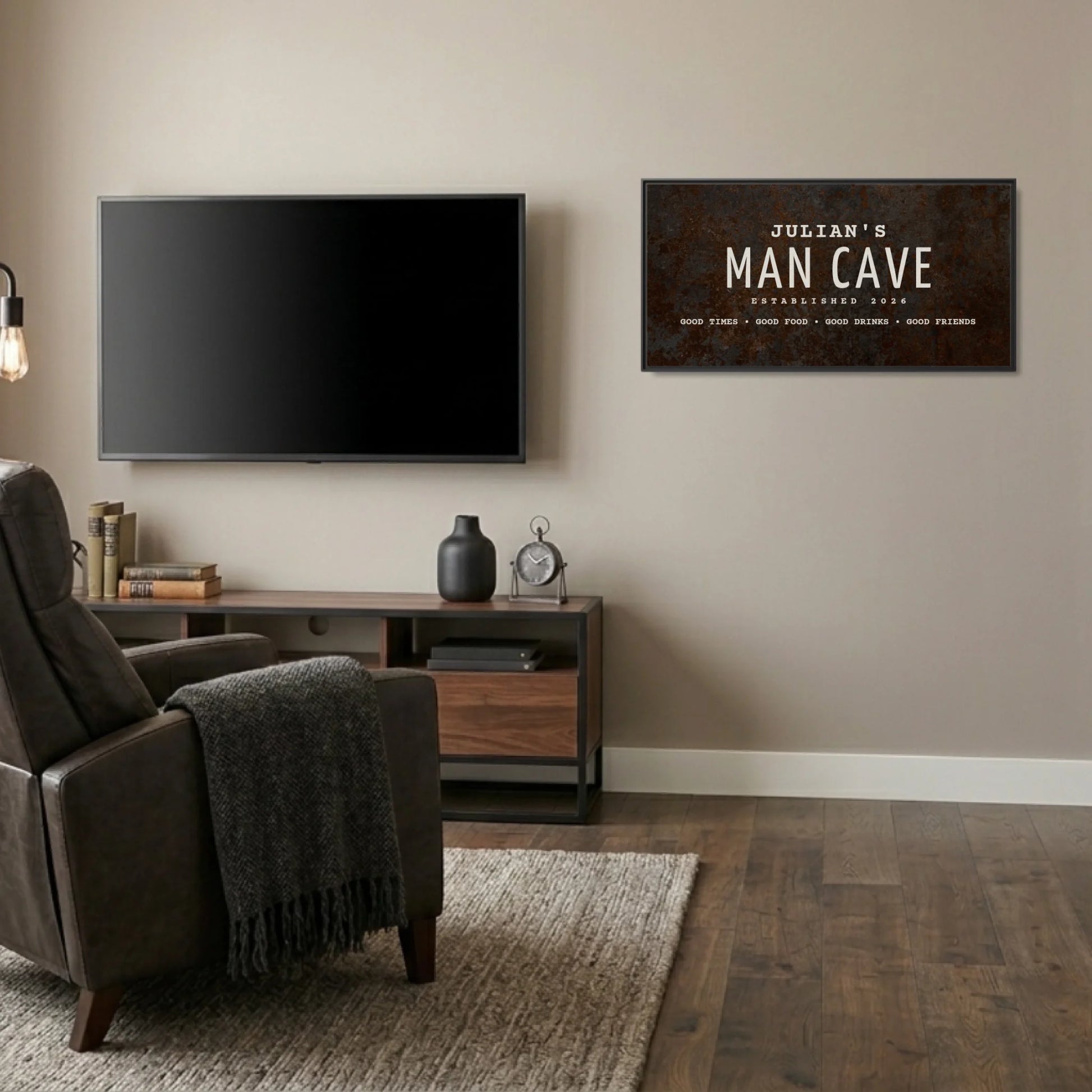 Man Cave Black Frame Wide Format 2.1 Canvas Mockup