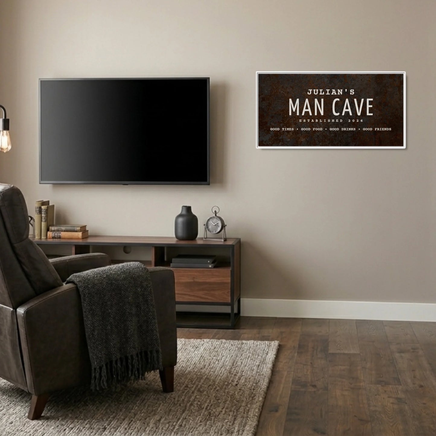 Man Cave White Frame Wide Format 2.1 Canvas Mockup