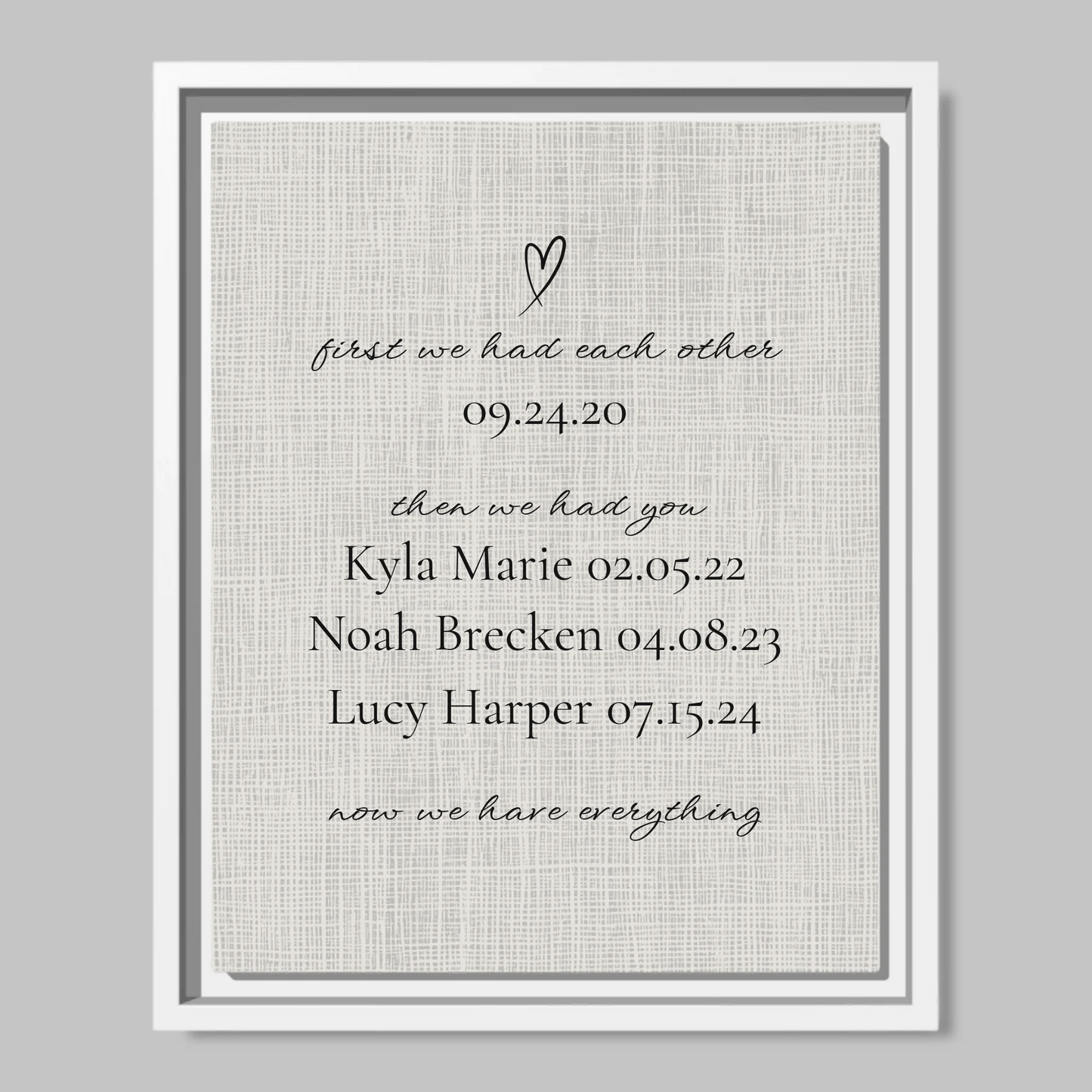 White Framed Closeup 11x14 (11.14) Vertical Canvas Mockup